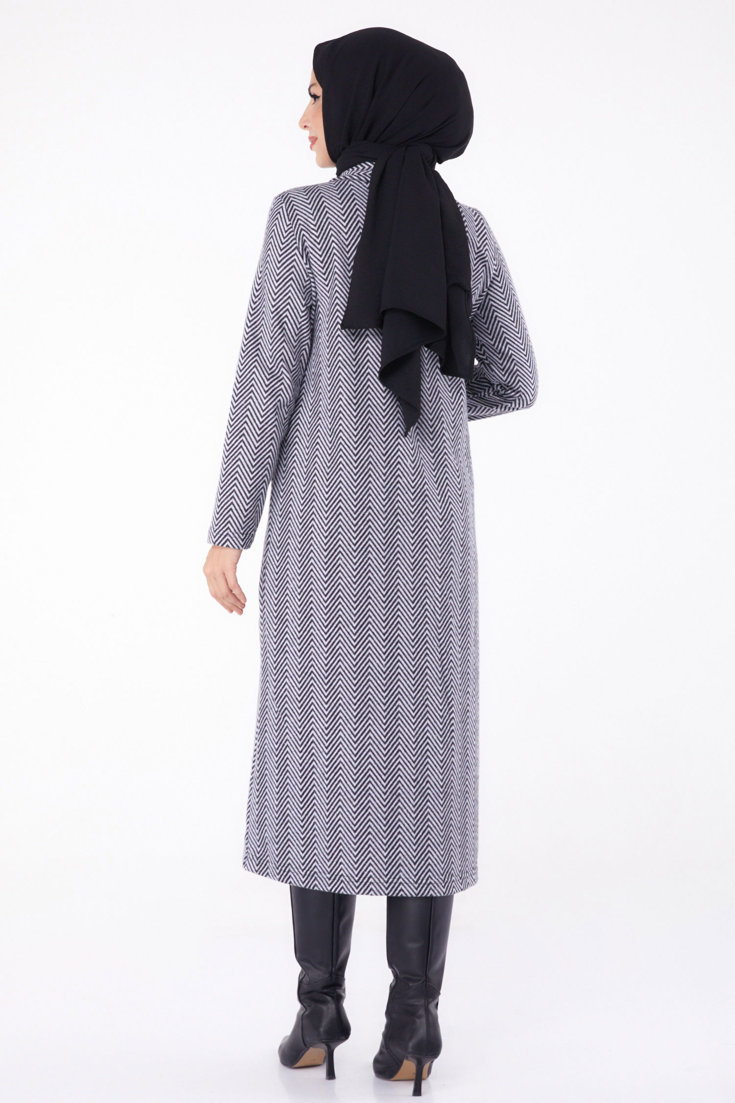 Düğmelı Kap - 27767-GRI - 5