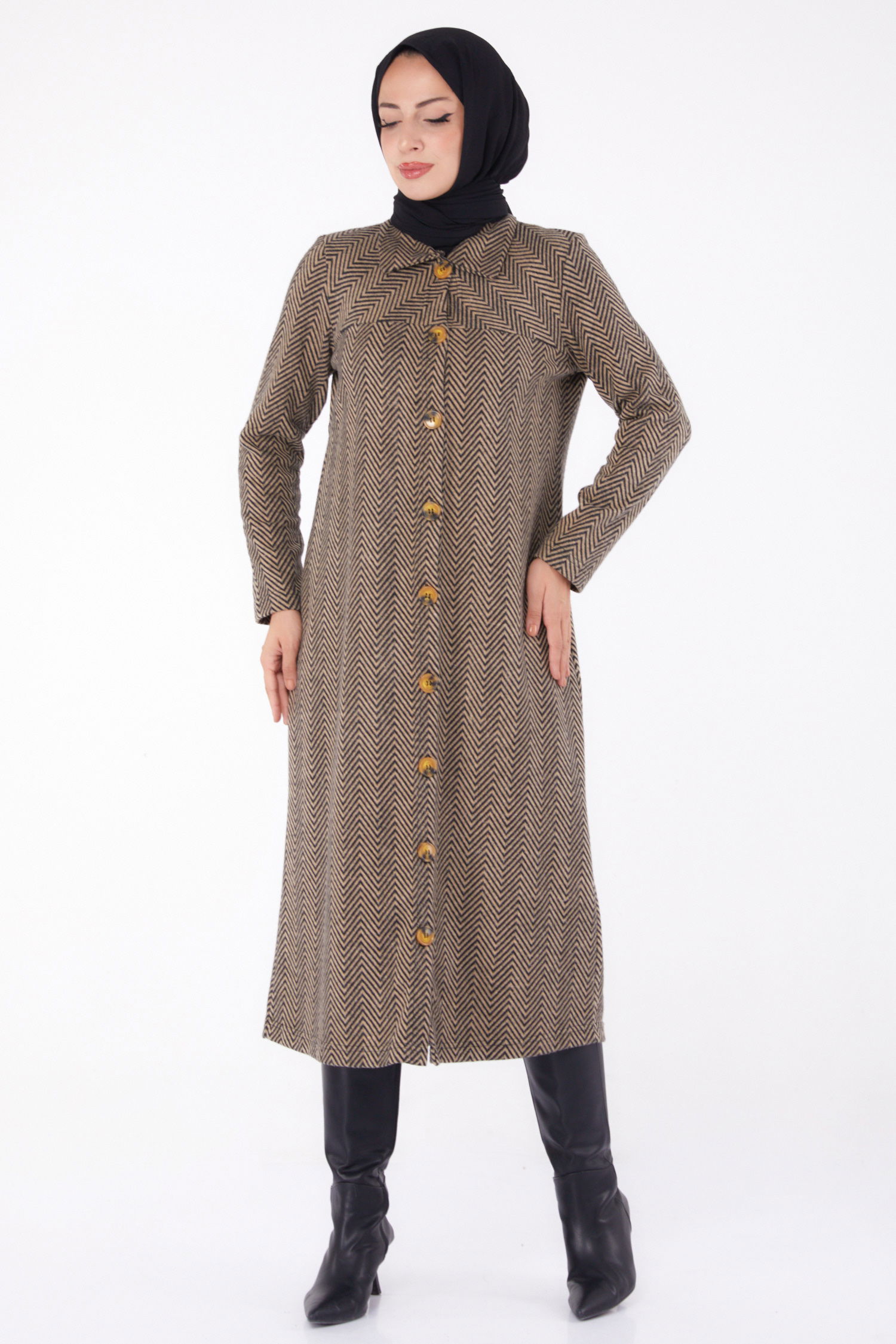 Düğmelı Kap - 27767-VIZON - 2