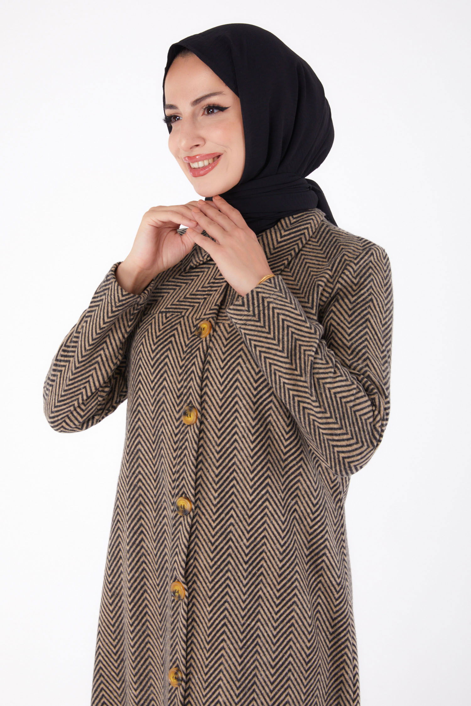 Düğmelı Kap - 27767-VIZON - 3