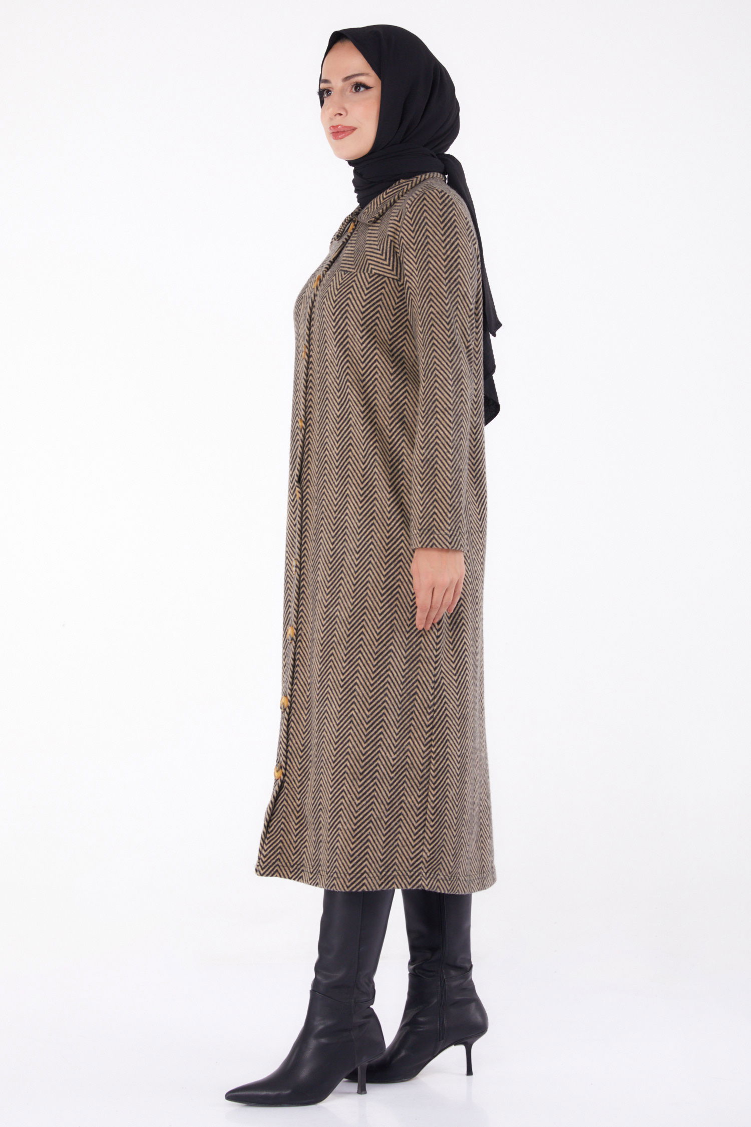 Düğmelı Kap - 27767-VIZON - 4
