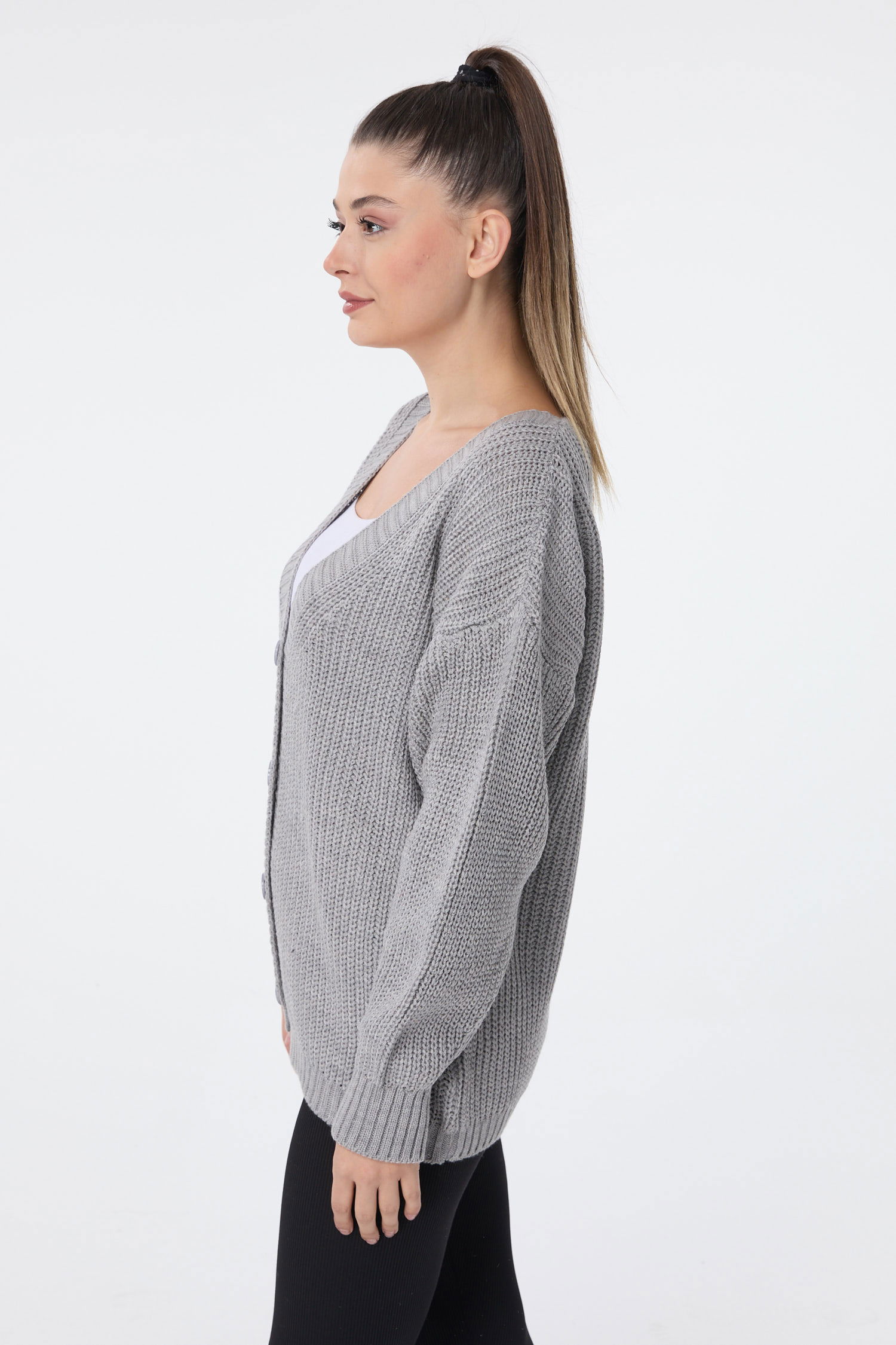 Düğmeli Mini Triko Hırka - 27626 - 3