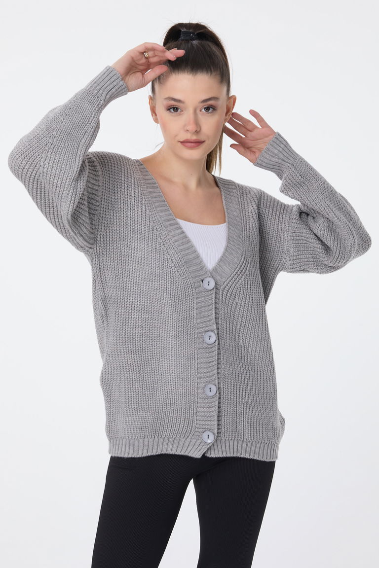 Düğmeli Mini Triko Hırka - 27626 - TOFİSA