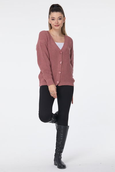 Düğmeli Mini Triko Hırka - 27626 