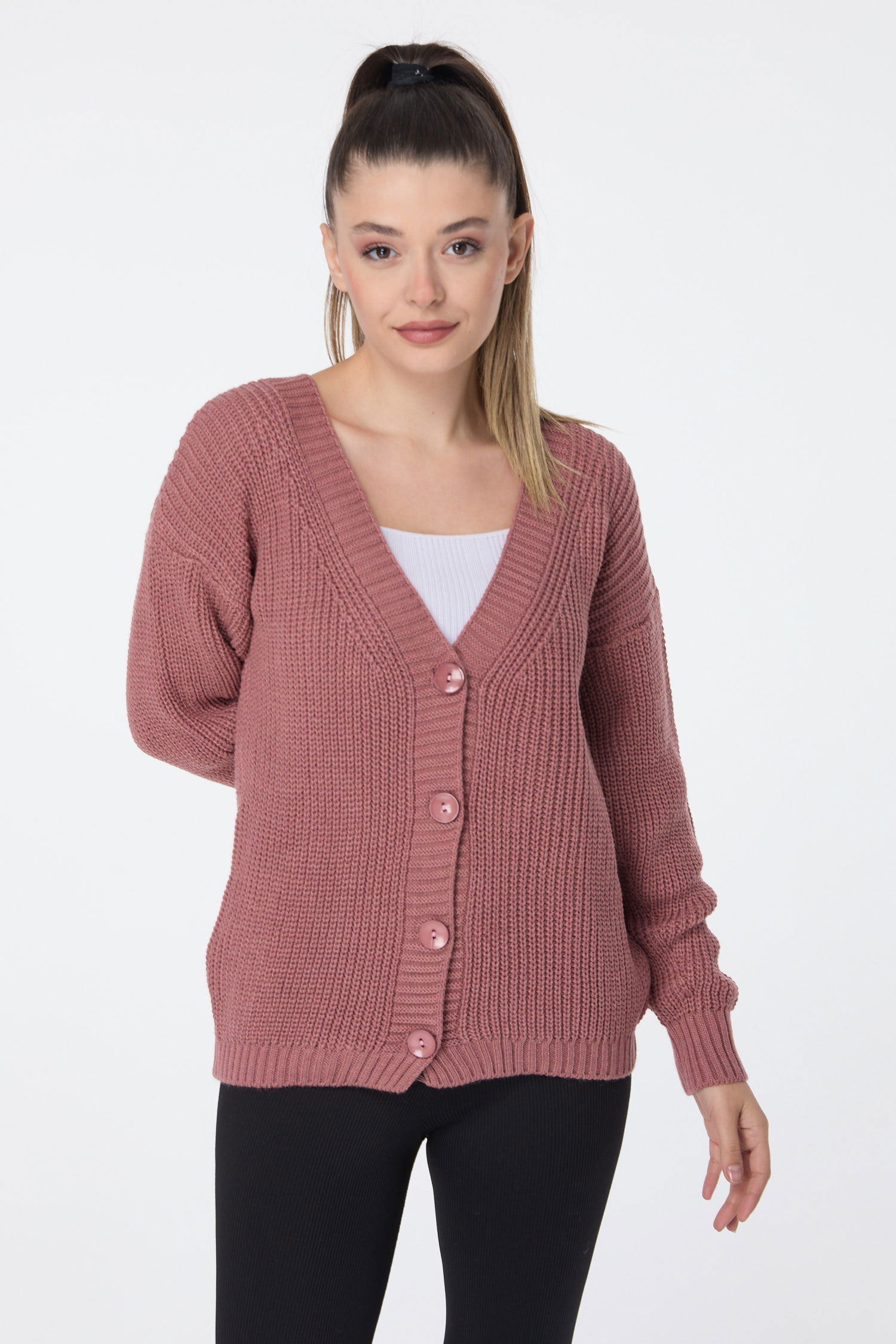 Düğmeli Mini Triko Hırka - 27626 - 2