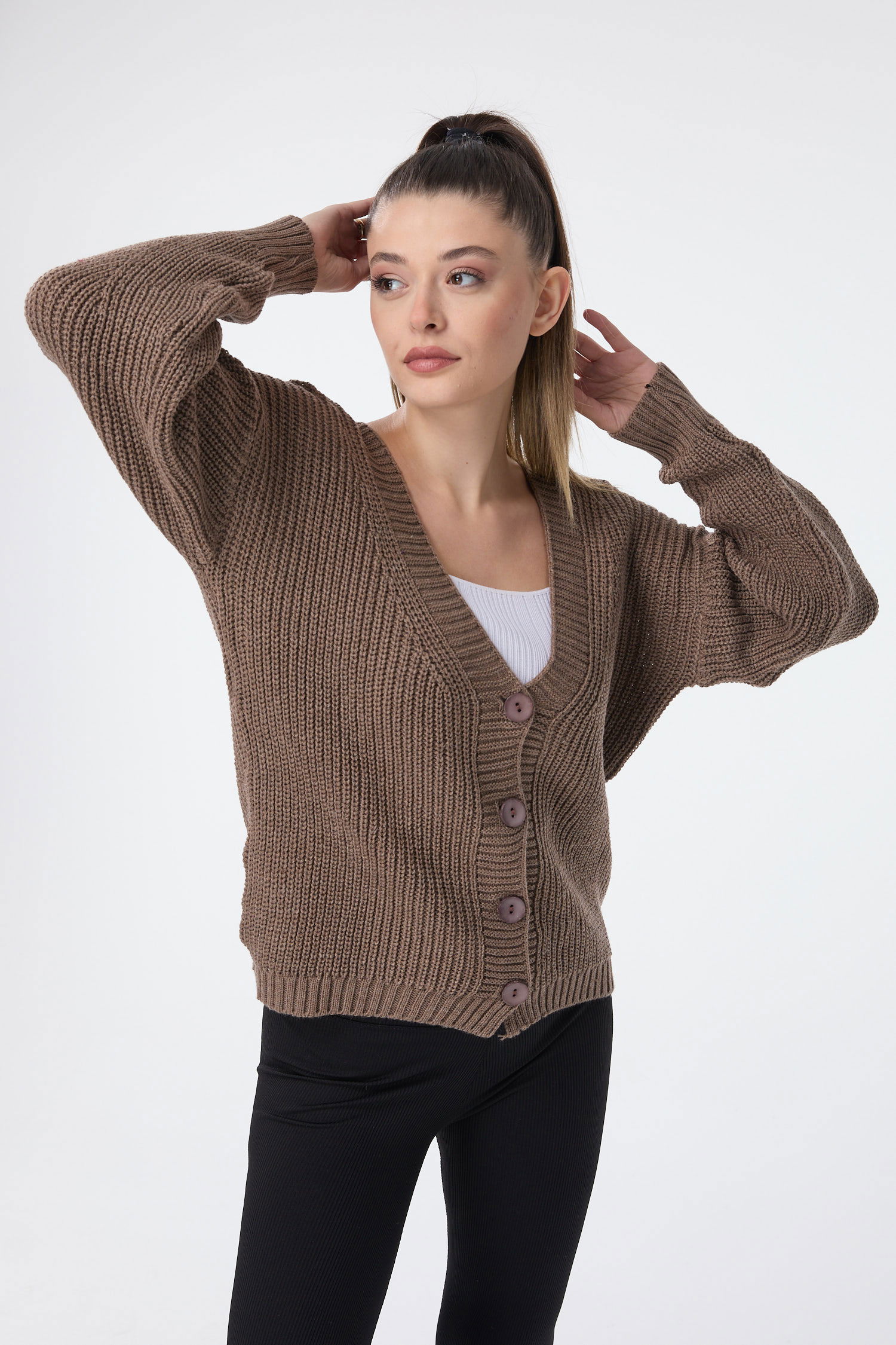 Düğmeli Mini Triko Hırka - 27626 - 2