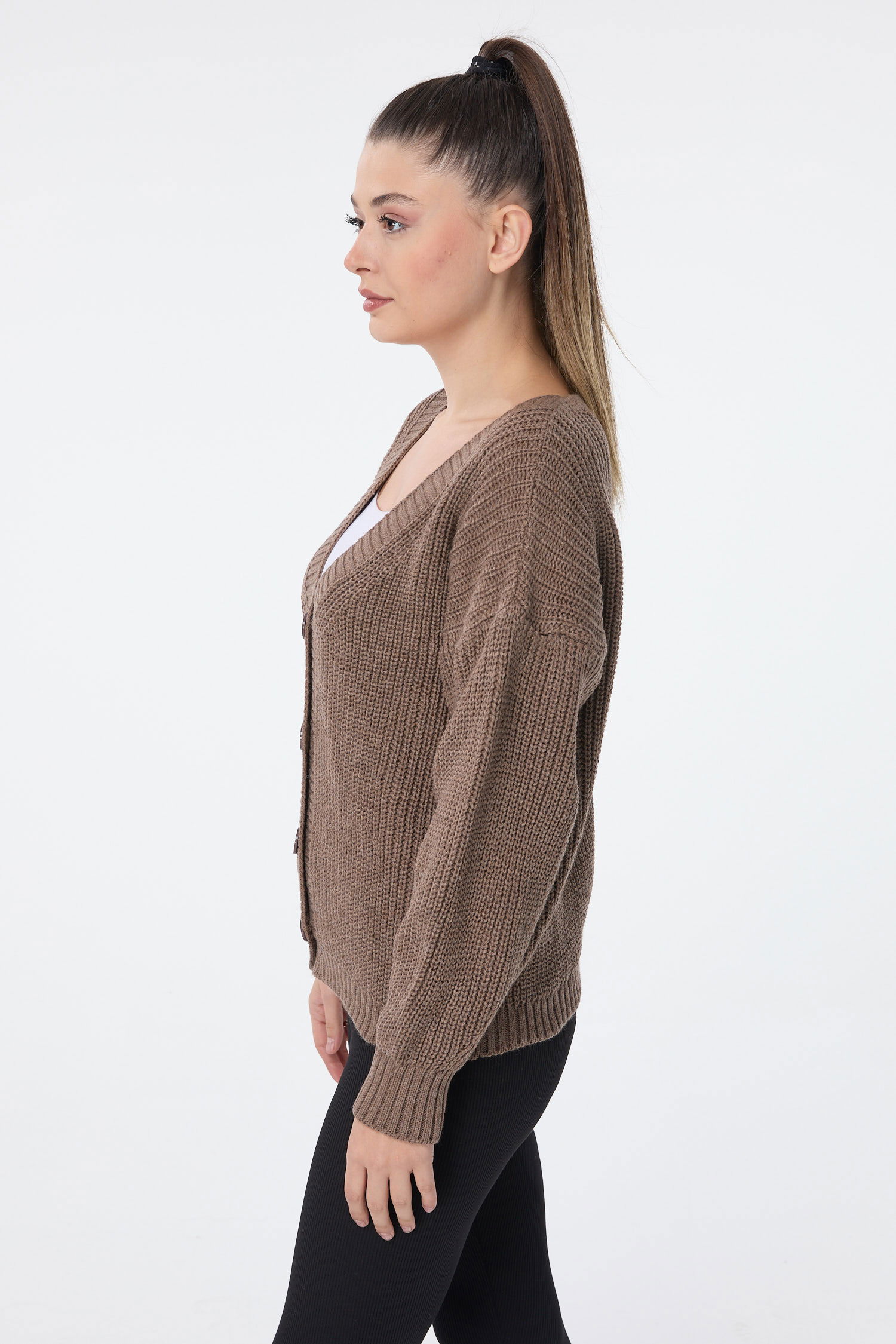 Düğmeli Mini Triko Hırka - 27626 - 3