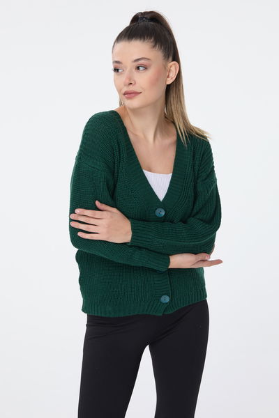 Düğmeli Mini Triko Hırka - 27626 