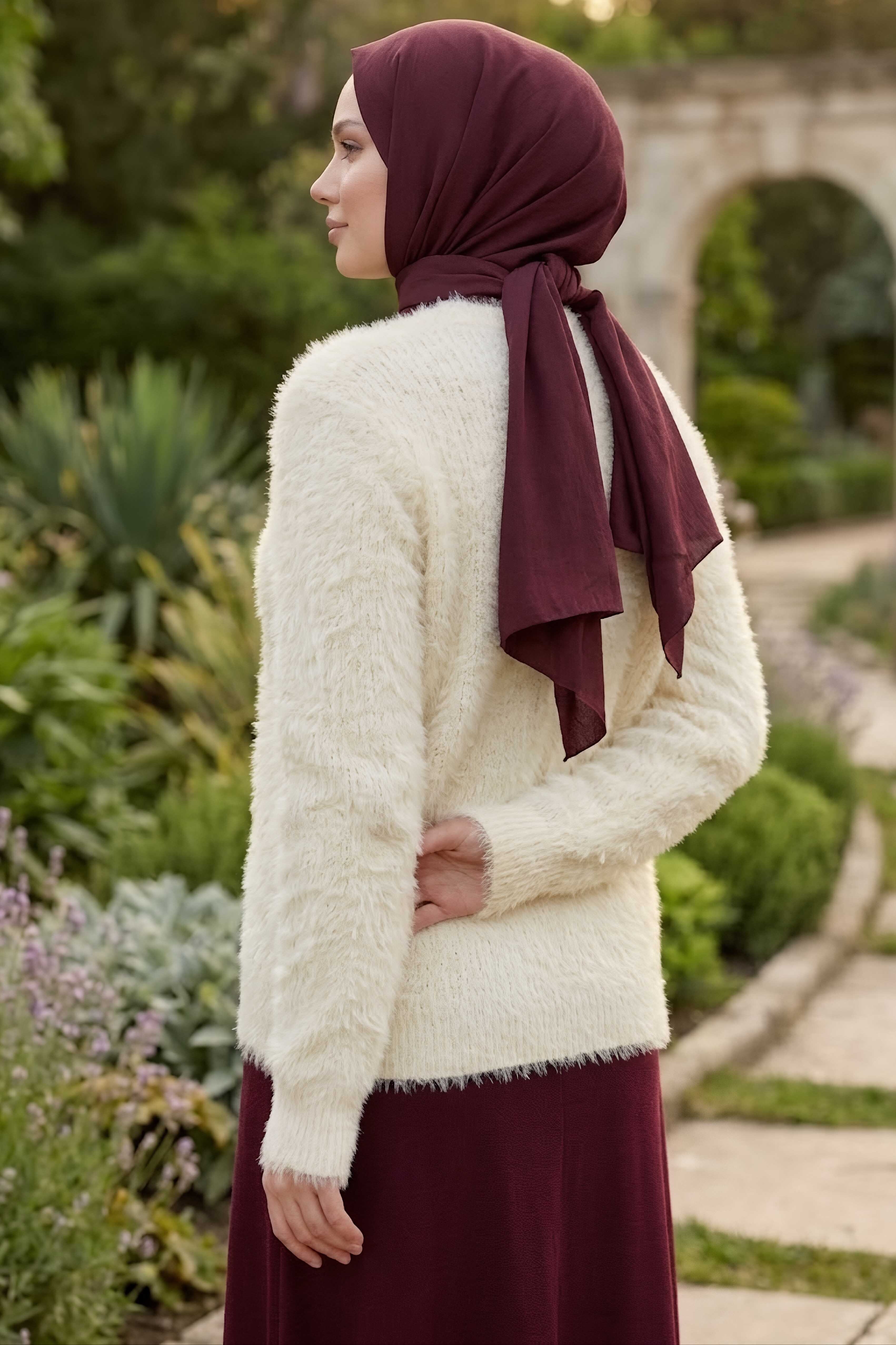 Düğmeli Sakalı Kısa Hırka Krem - 28906-KREM - 3