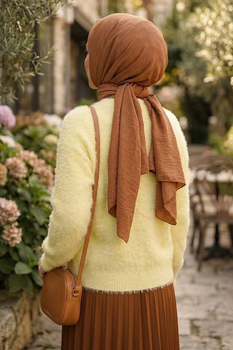 Düğmeli Sakalı Kısa Hırka Sari - 28904-SARI - 4