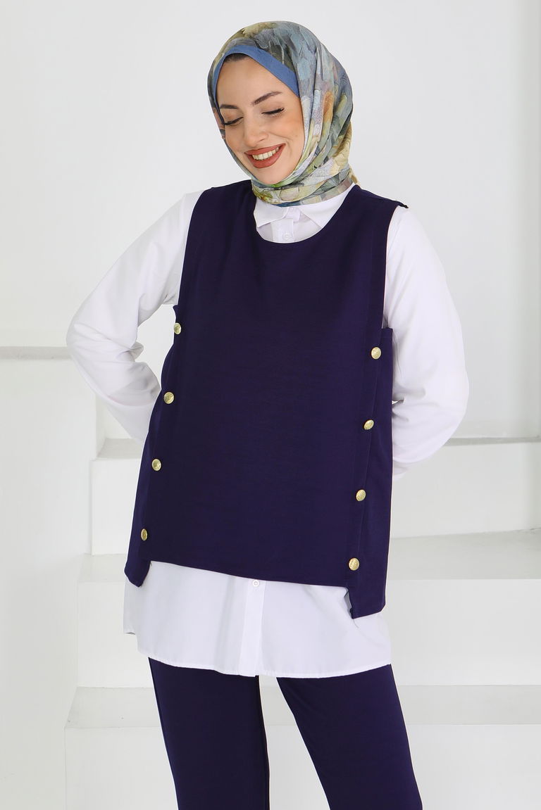 Düğmeli Süveter Pantolon Mira Takım - 27613 - TOFİSA