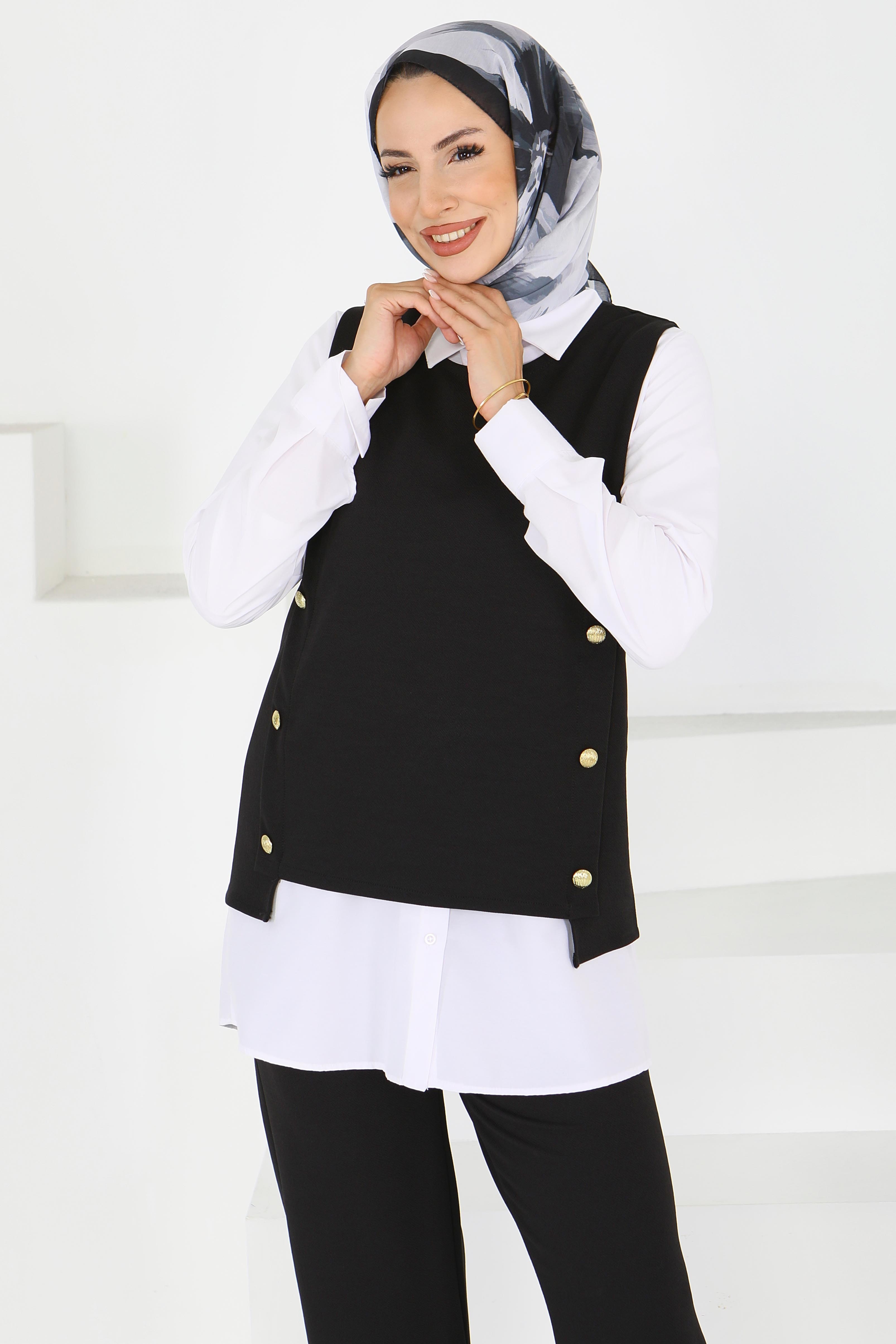 Düğmeli Süveter Pantolon Mira Takım - 27613 - 4