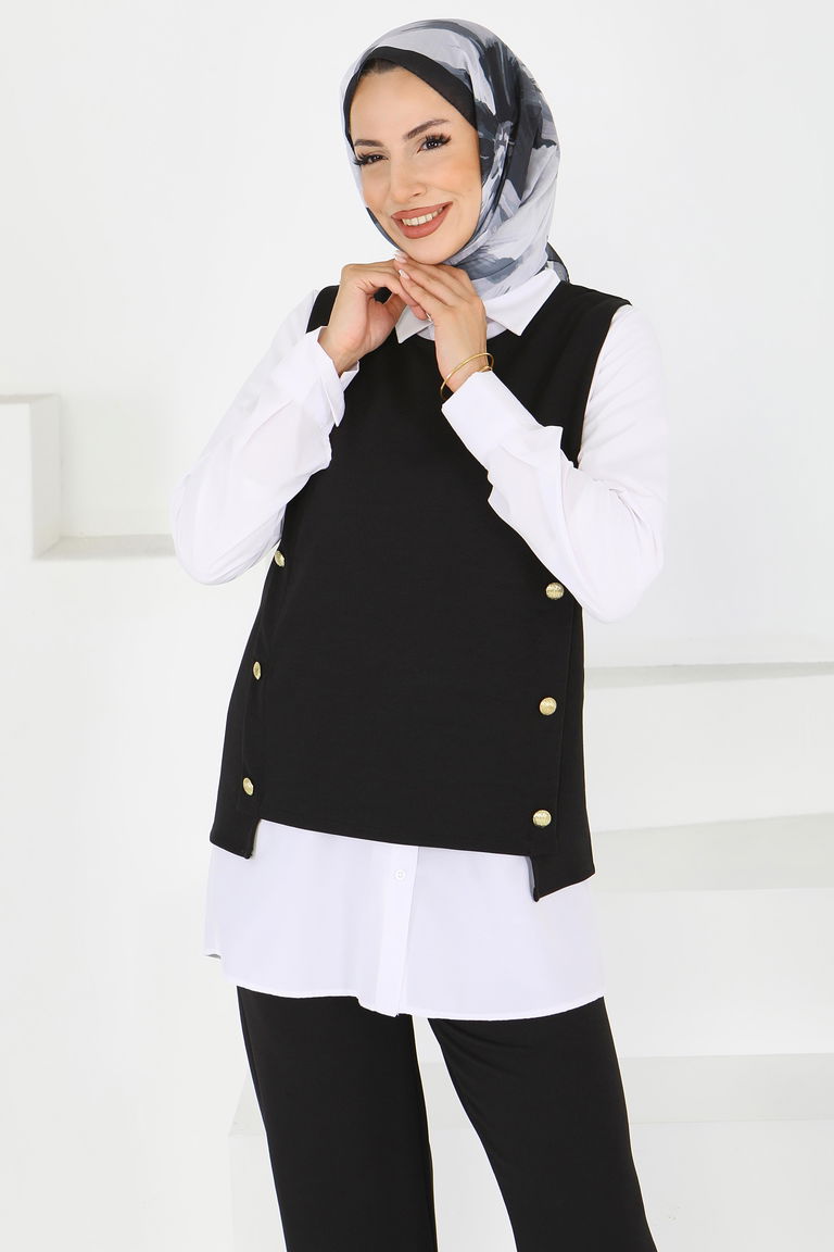 Düğmeli Süveter Pantolon Mira Takım - 27613 - TOFİSA