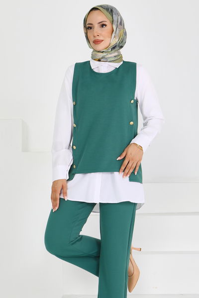 Düğmeli Süveter Pantolon Mira Takım - 27613 