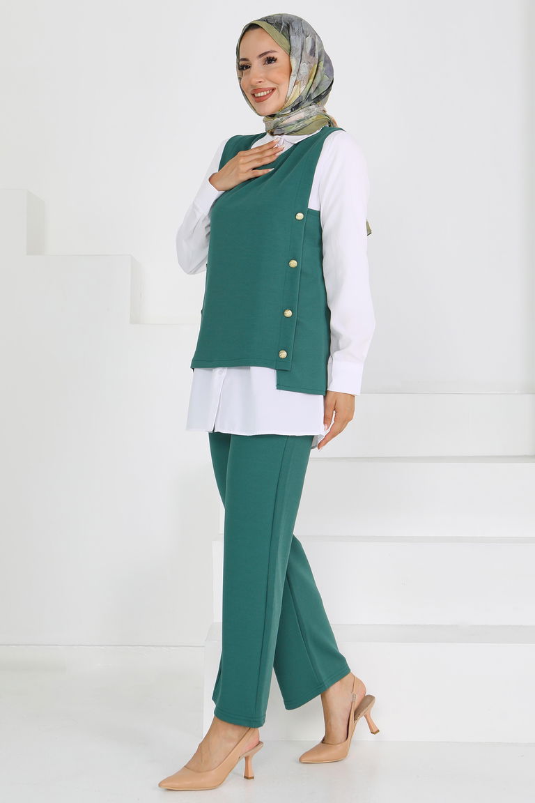 Düğmeli Süveter Pantolon Mira Takım - 27613 - TOFİSA