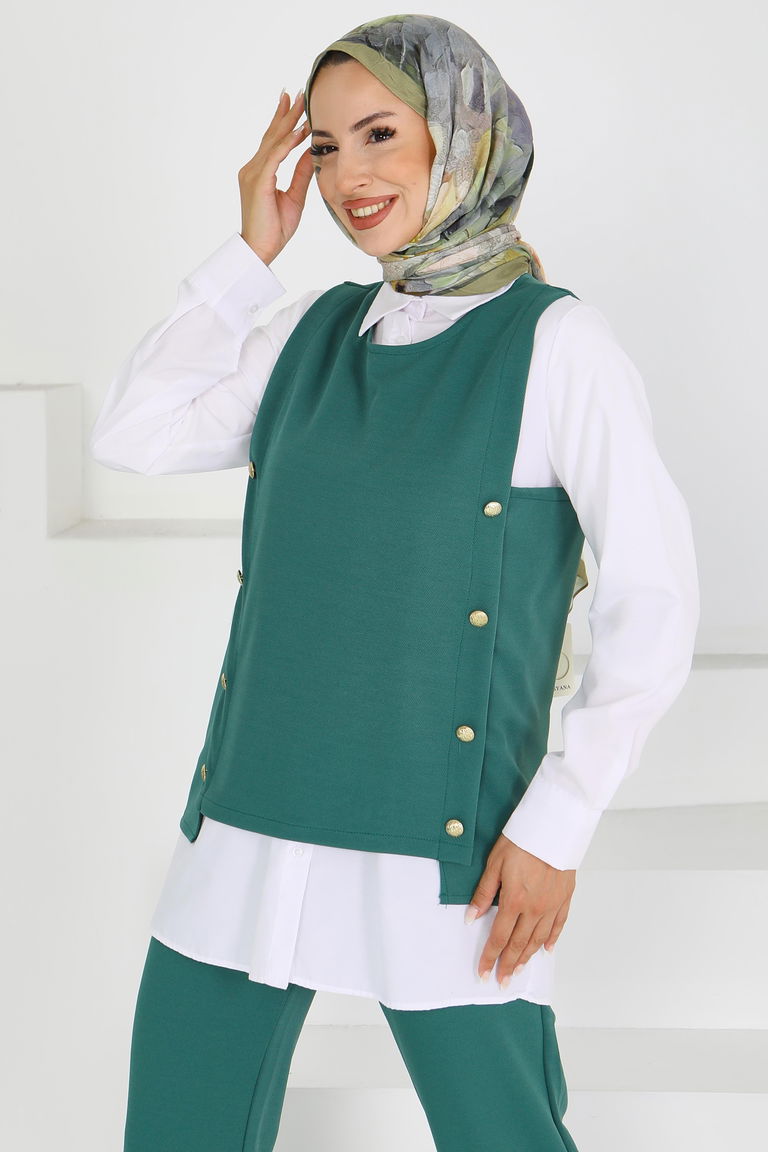 Düğmeli Süveter Pantolon Mira Takım - 27613 - TOFİSA