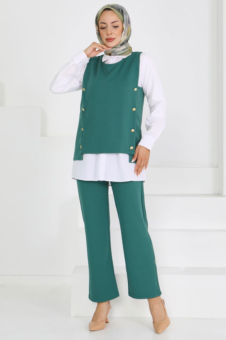 Düğmeli Süveter Pantolon Mira Takım - 27613 - TOFİSA