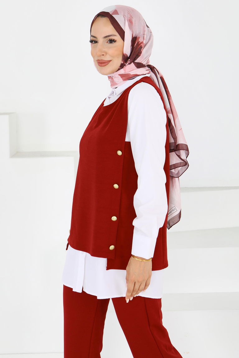 Düğmeli Süveter Pantolon Mira Takım - 27613 - TOFİSA