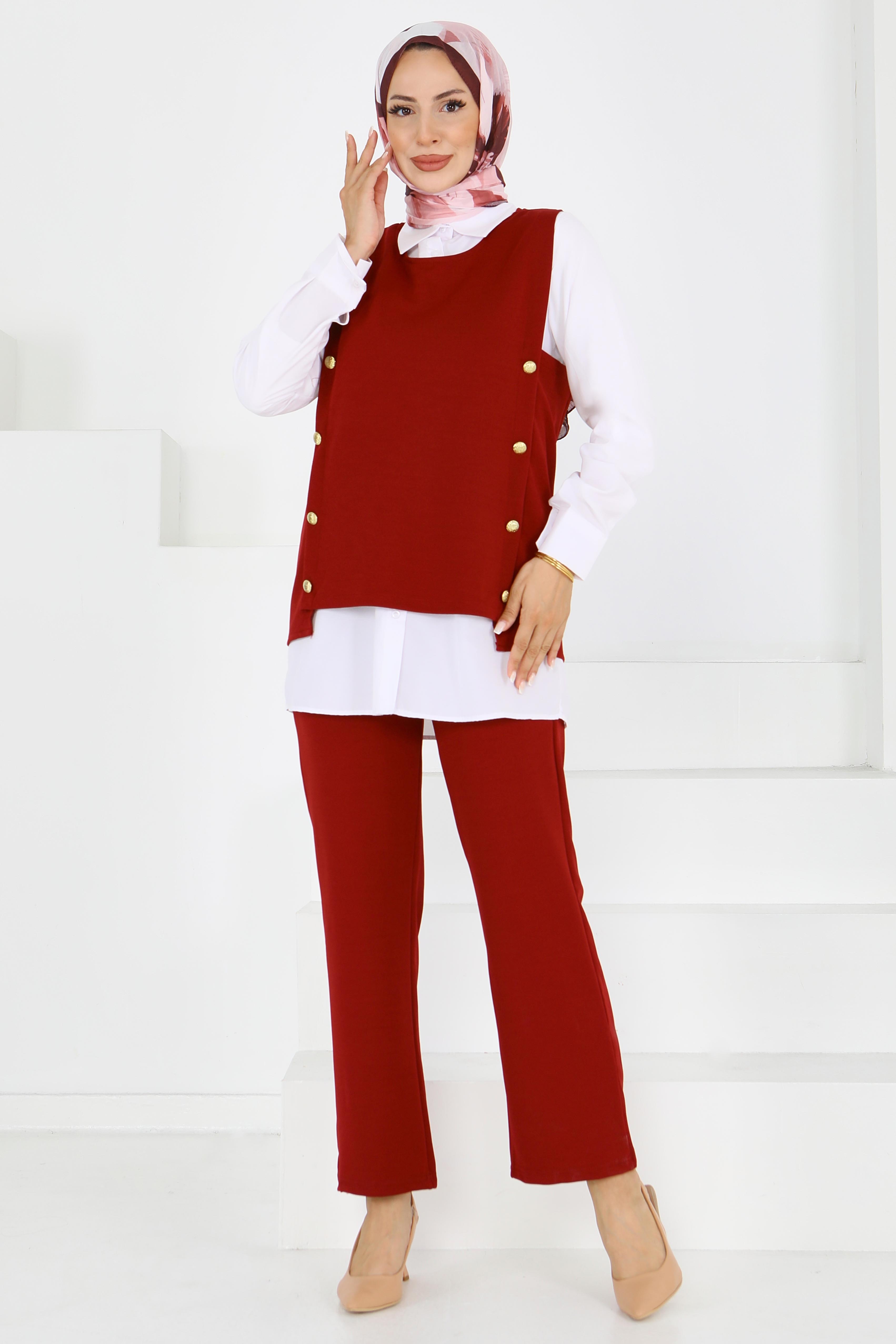 Düğmeli Süveter Pantolon Mira Takım - 27613 - 3