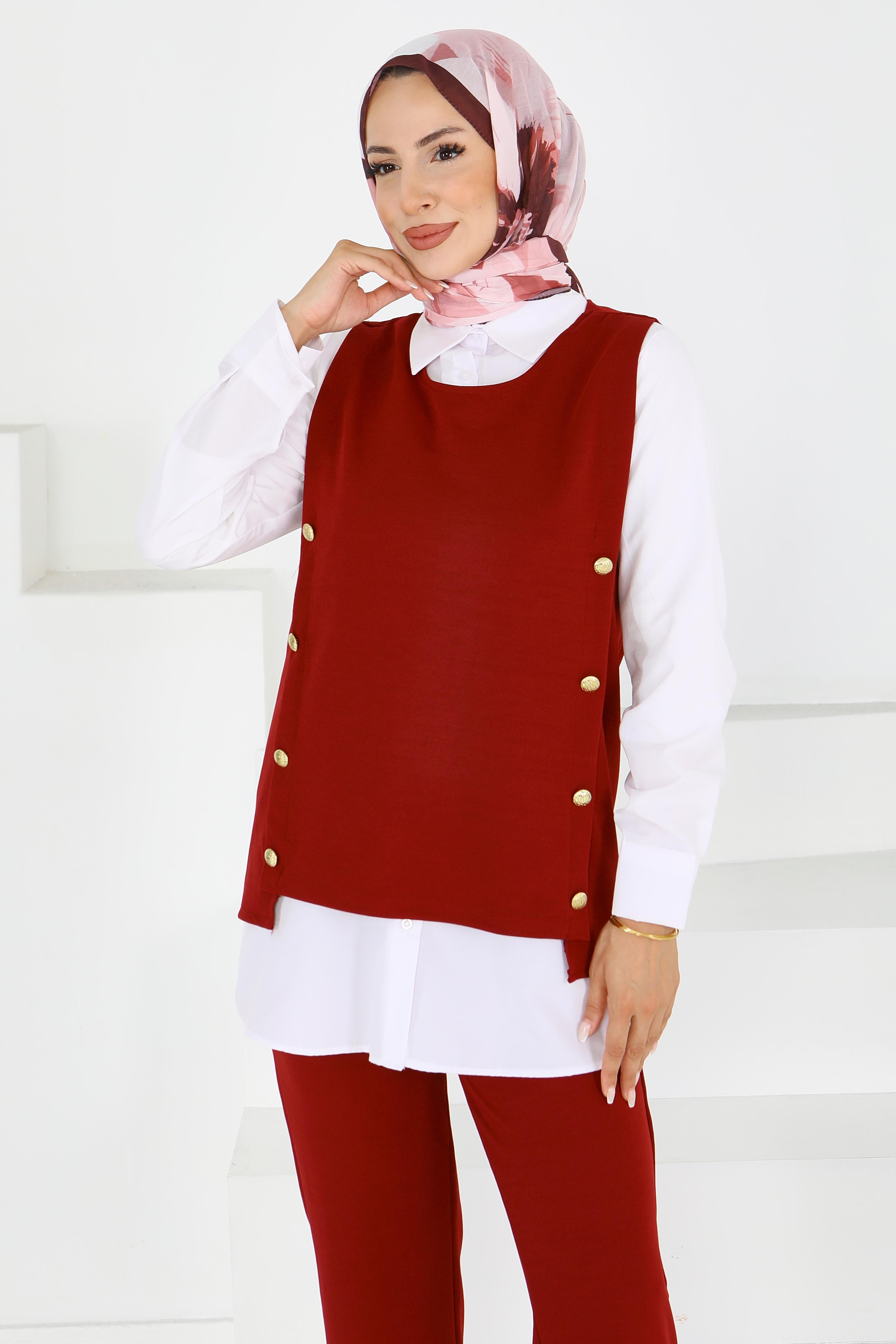 Düğmeli Süveter Pantolon Mira Takım - 27613 - 4