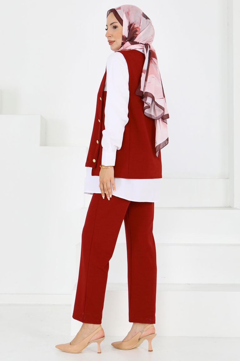 Düğmeli Süveter Pantolon Mira Takım - 27613 - TOFİSA