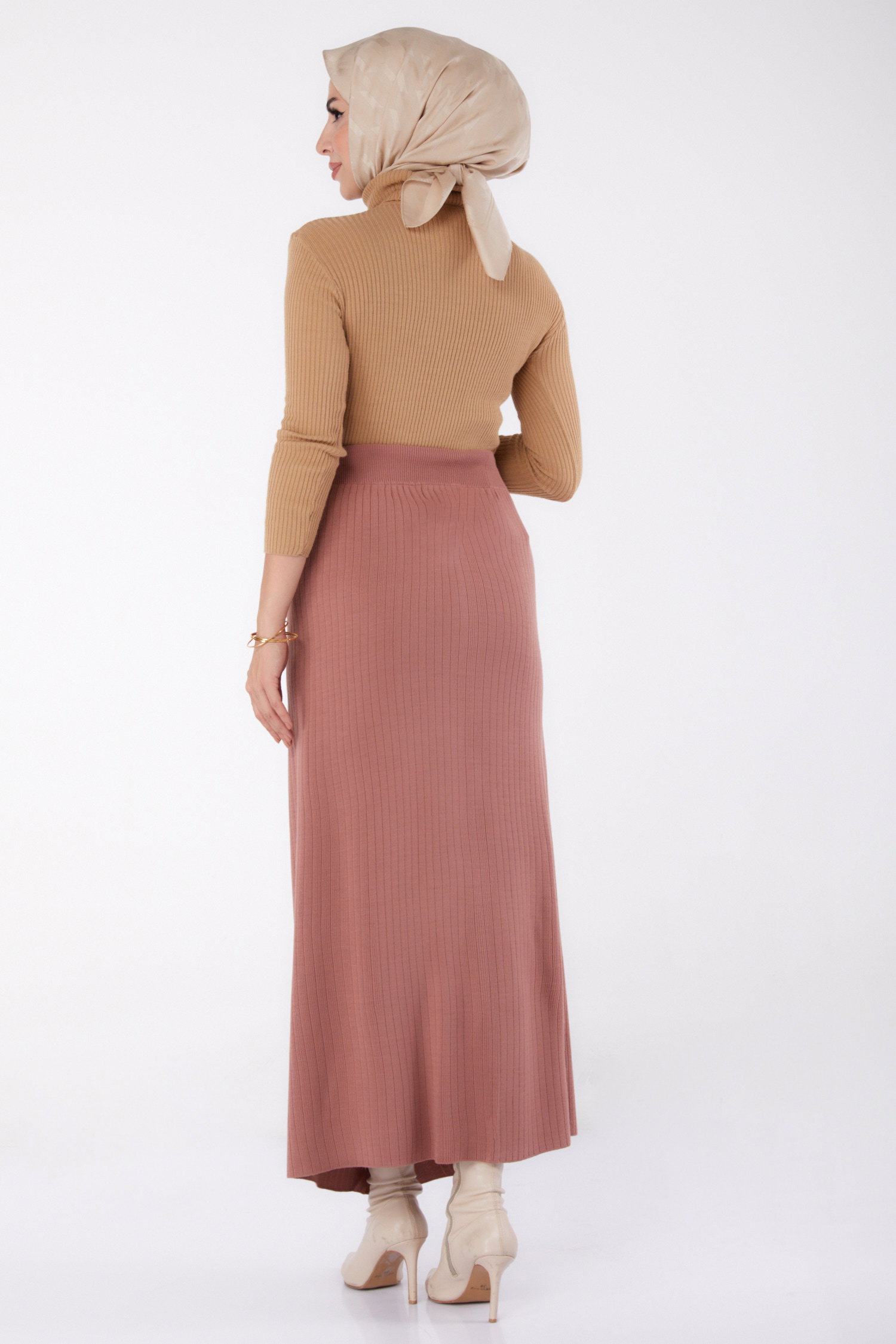Düğmeli Triko Etek - 27668 - 5