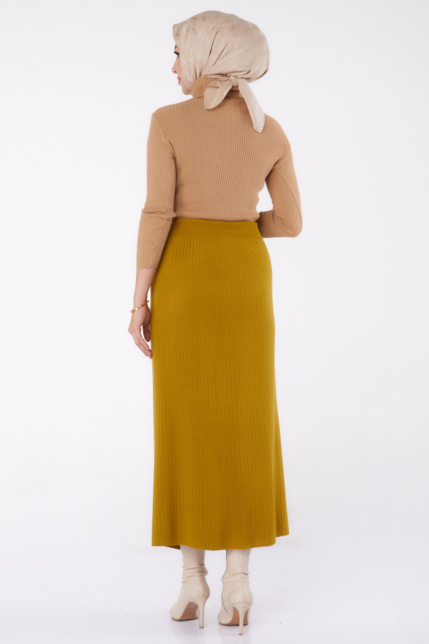 Düğmeli Triko Etek - 27668 - 5