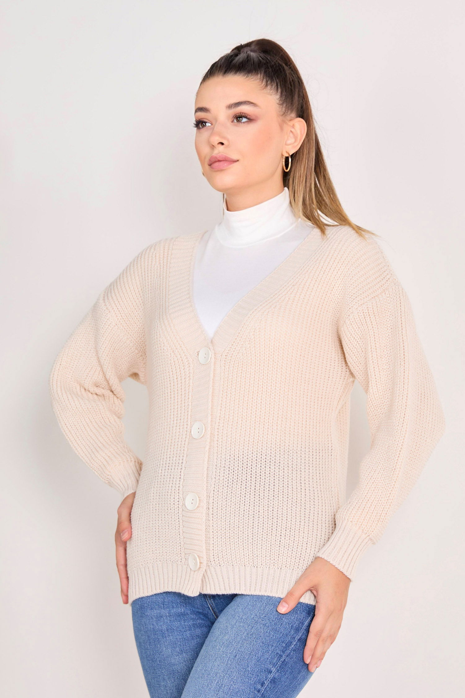Düğmeli Triko Hırka - 27651 - 6