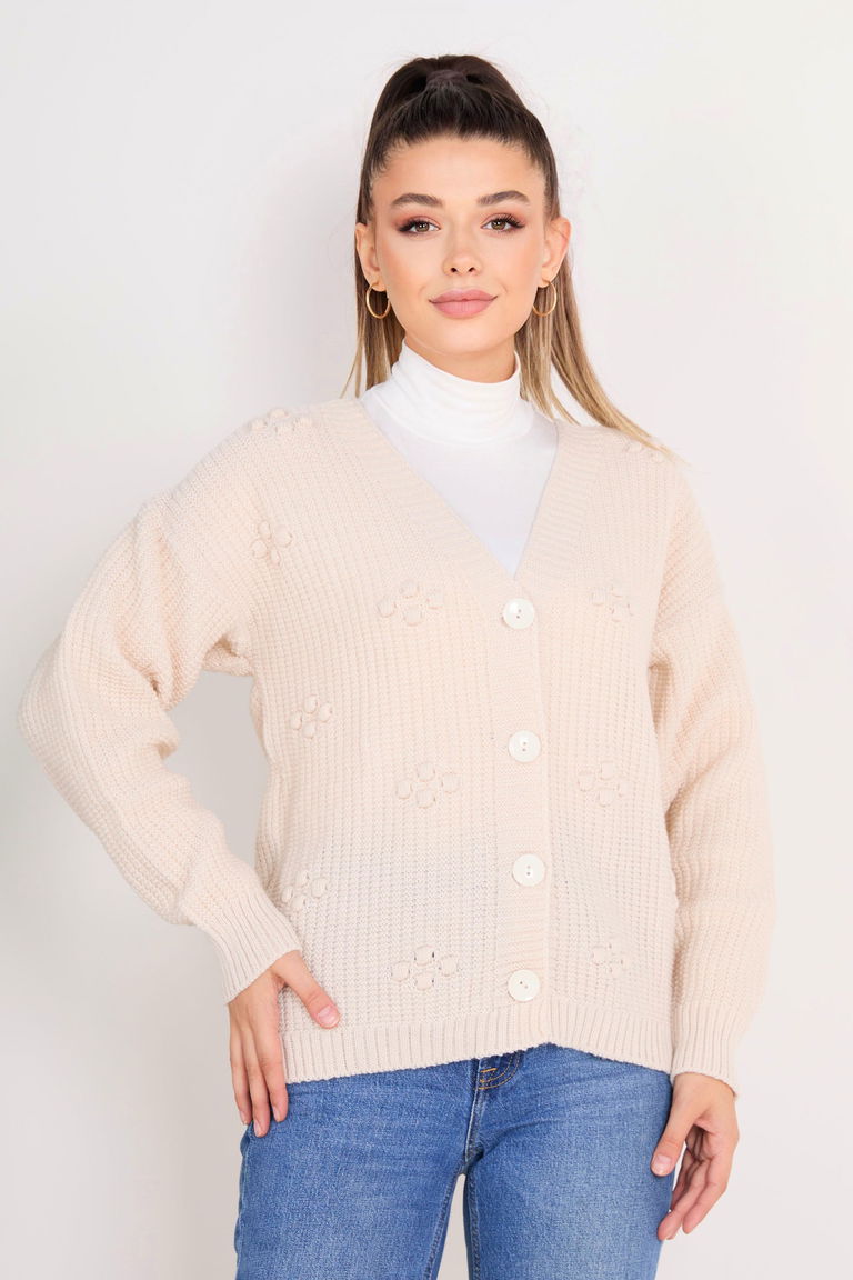 Düğmeli Triko Hırka - 27661 - TOFİSA