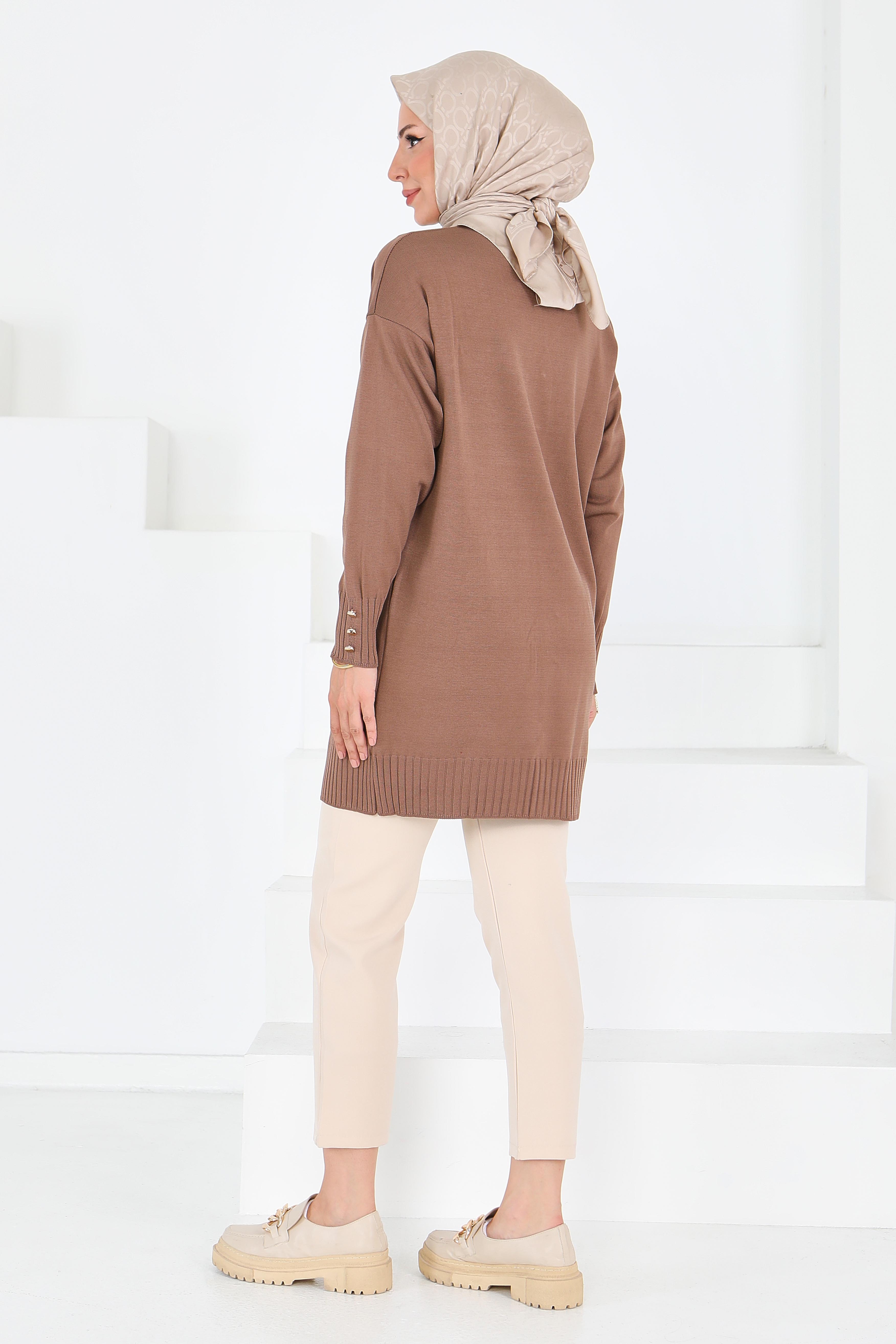 Düğmeli Triko Hırka - 27798-VIZON - 5