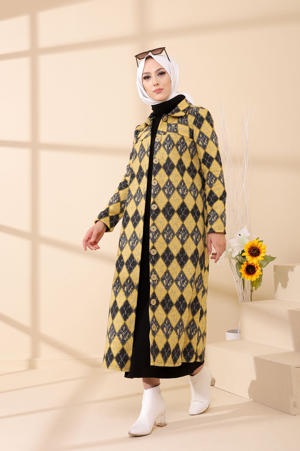Düğmelı Kap Siyah - 3004 - 4