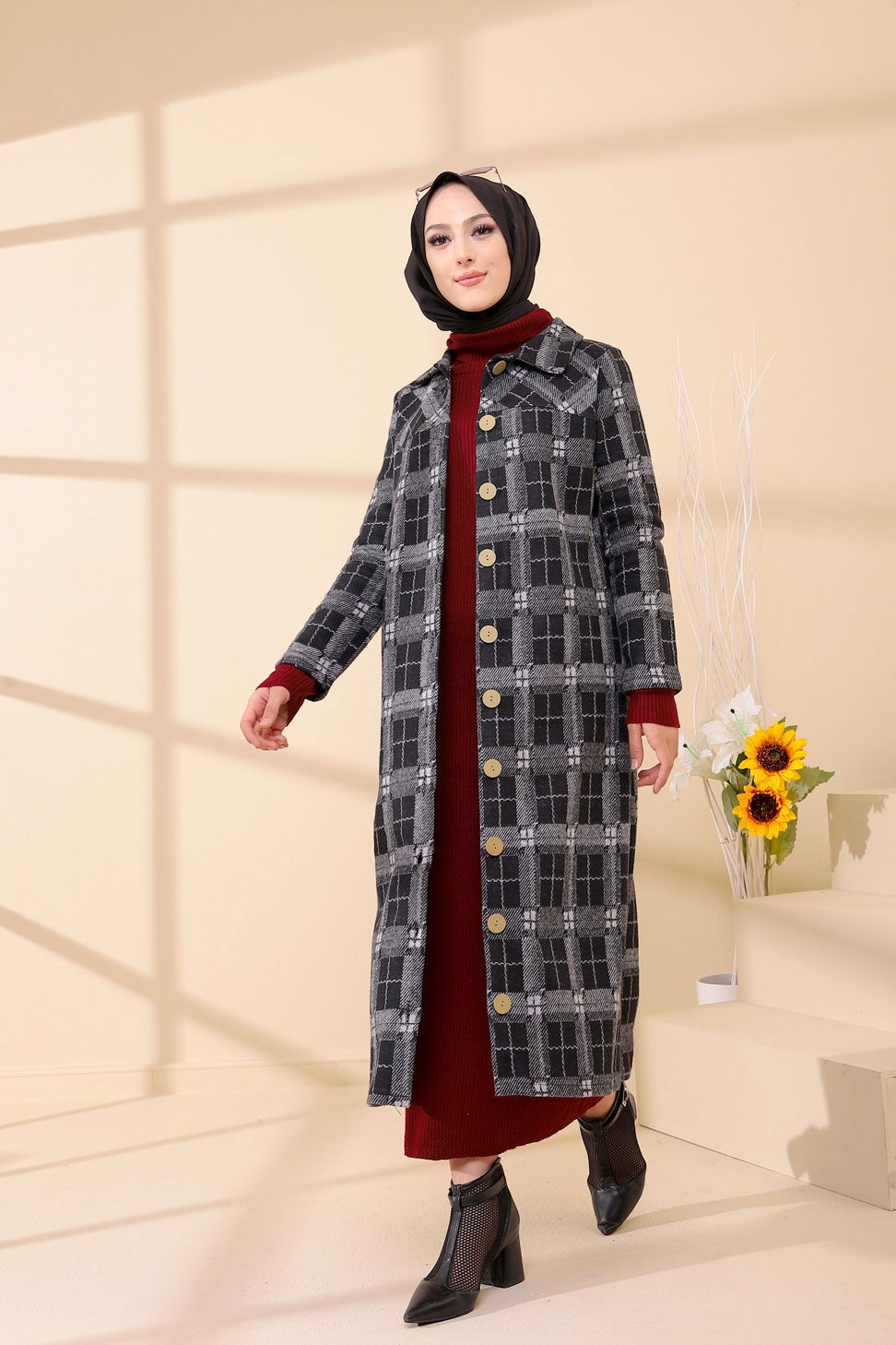 Düğmelı Kap Siyah - 3004 - 7