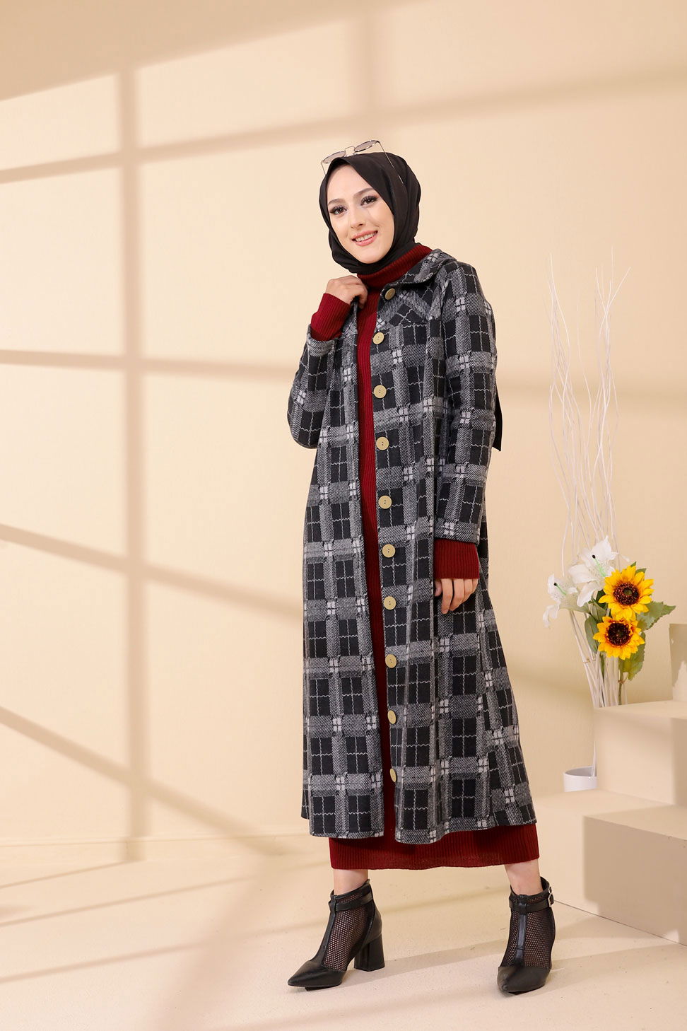 Düğmelı Kap Siyah - 3004 - 15