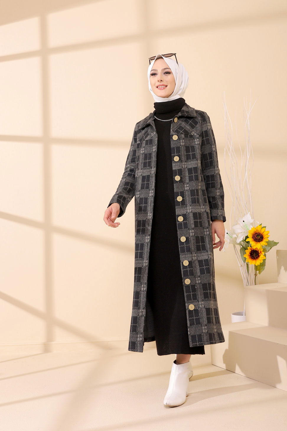 Düğmelı Kap Siyah - 3004 - 25