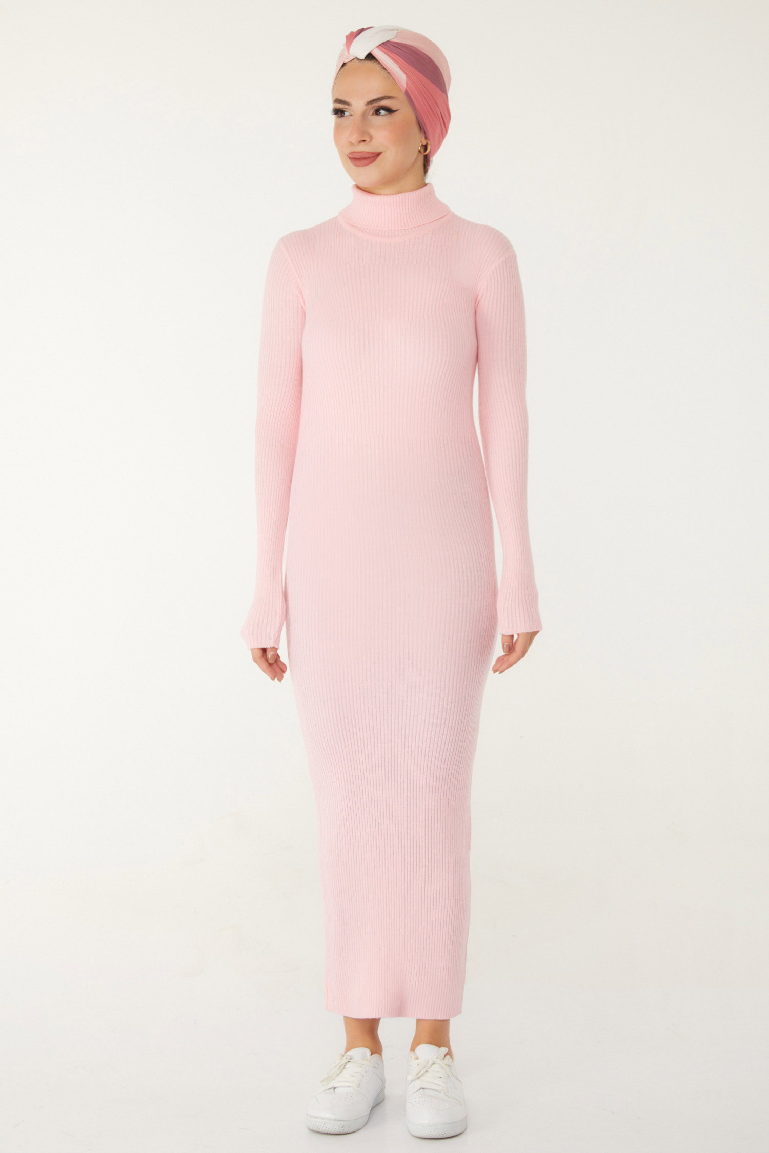 Triko Elbise Pembe - 26526 - 1