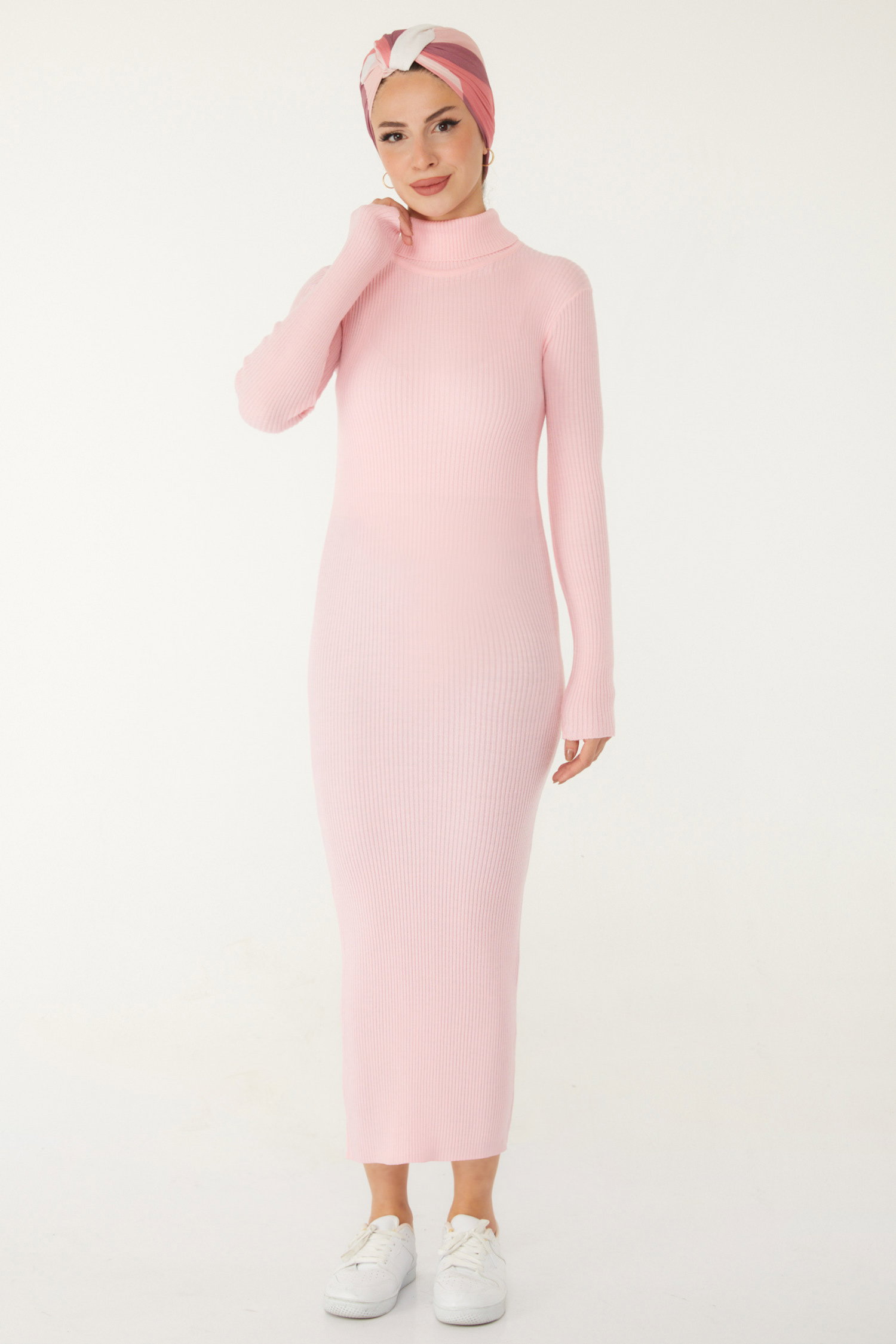 Triko Elbise Pembe - 26526 - 2