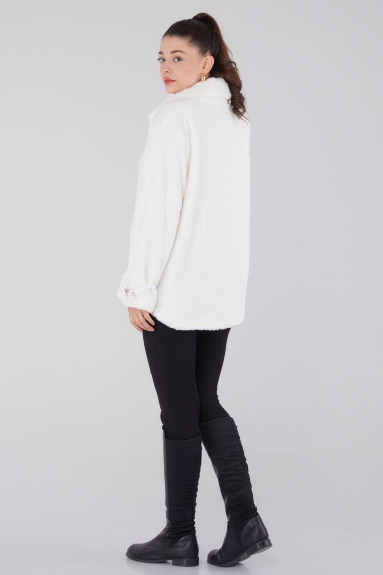 Peluş Ceket Ekru - 13323 - TOFİSA