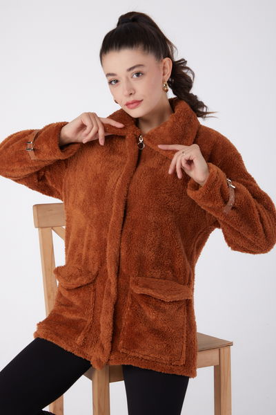 Peluş Ceket Taba - 13323 