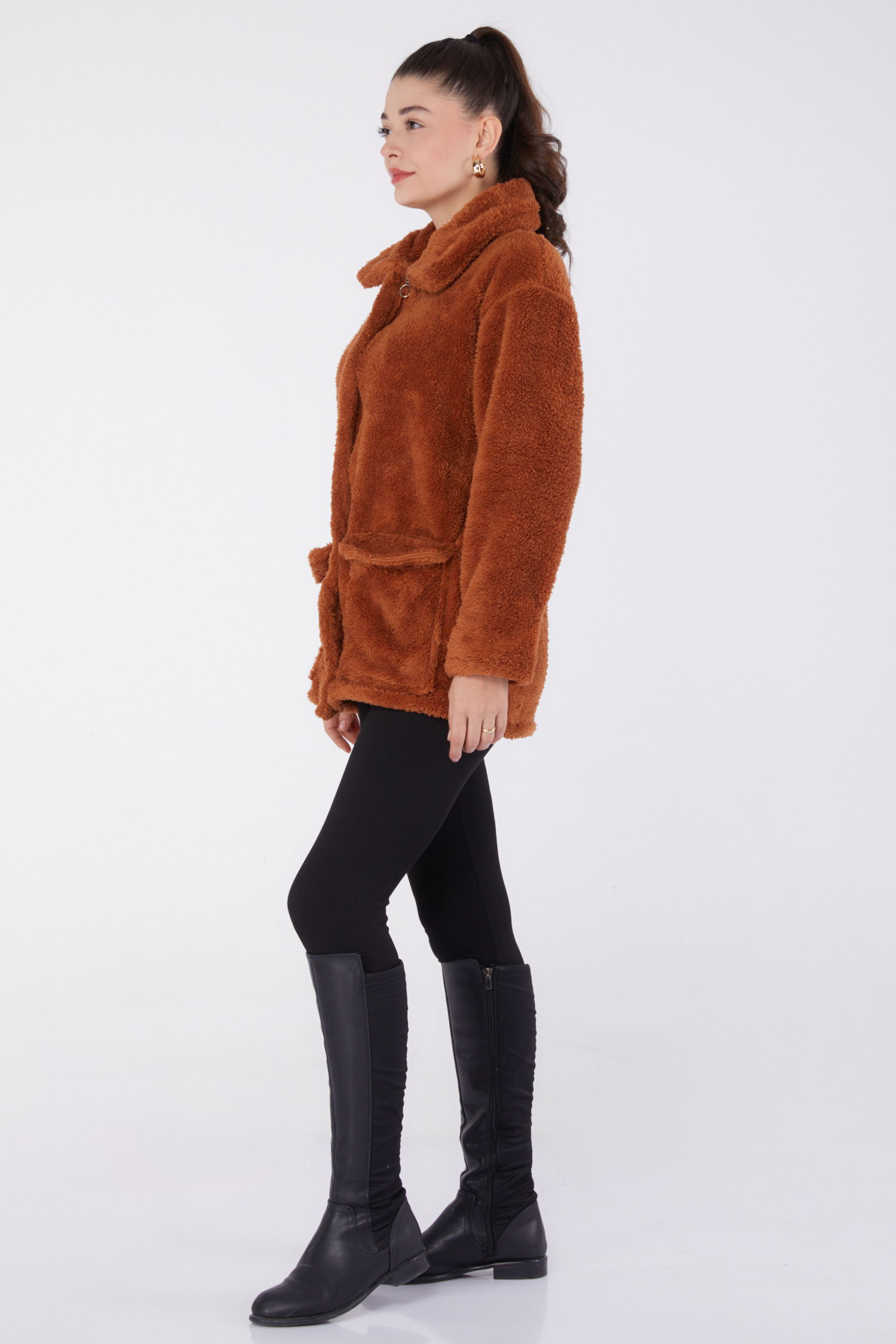 Peluş Ceket Taba - 13323 - 4
