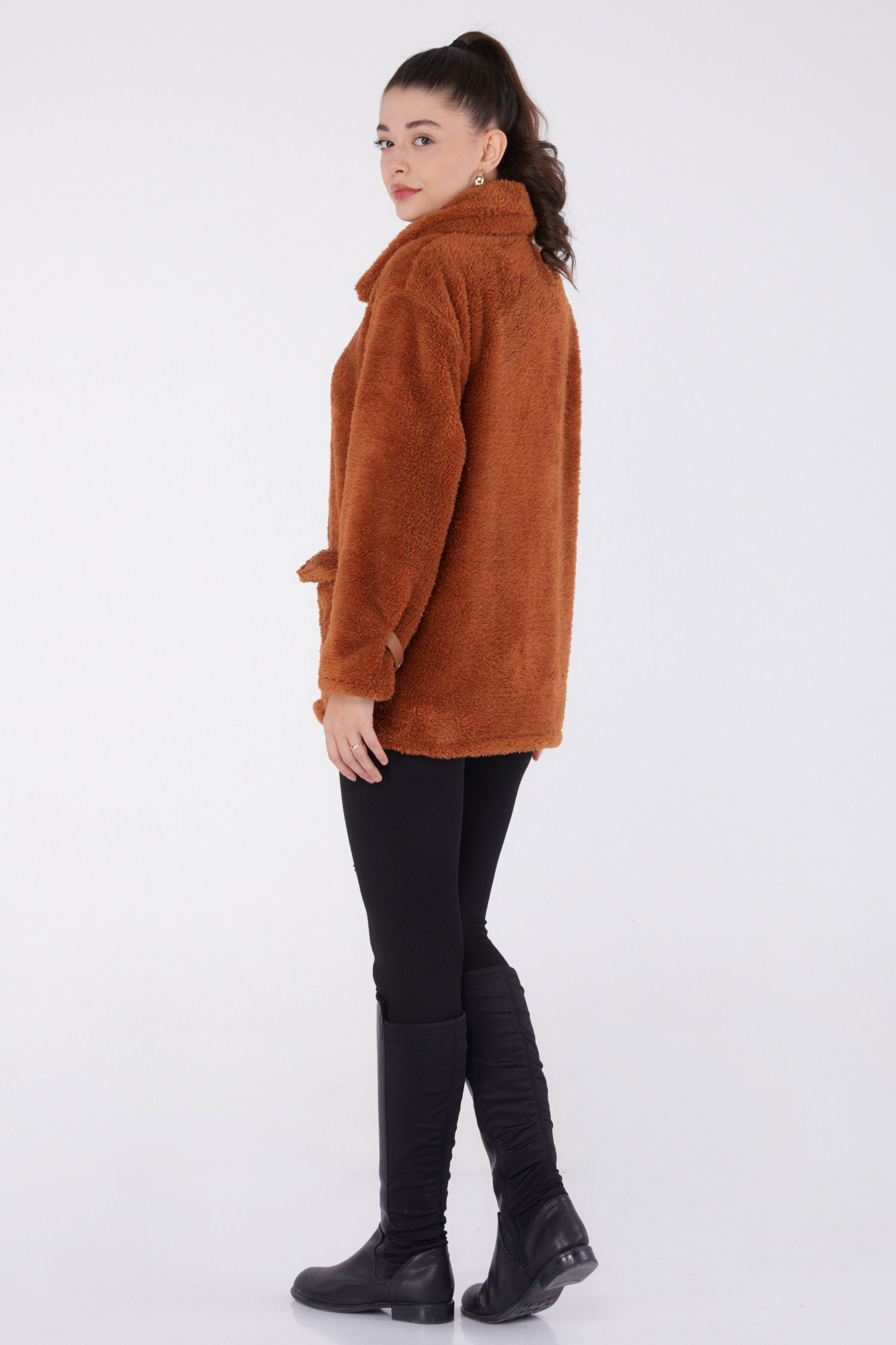 Peluş Ceket Taba - 13323 - 5