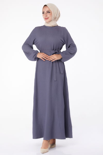 Kuşaklı Elbise Antrasit - 26281 