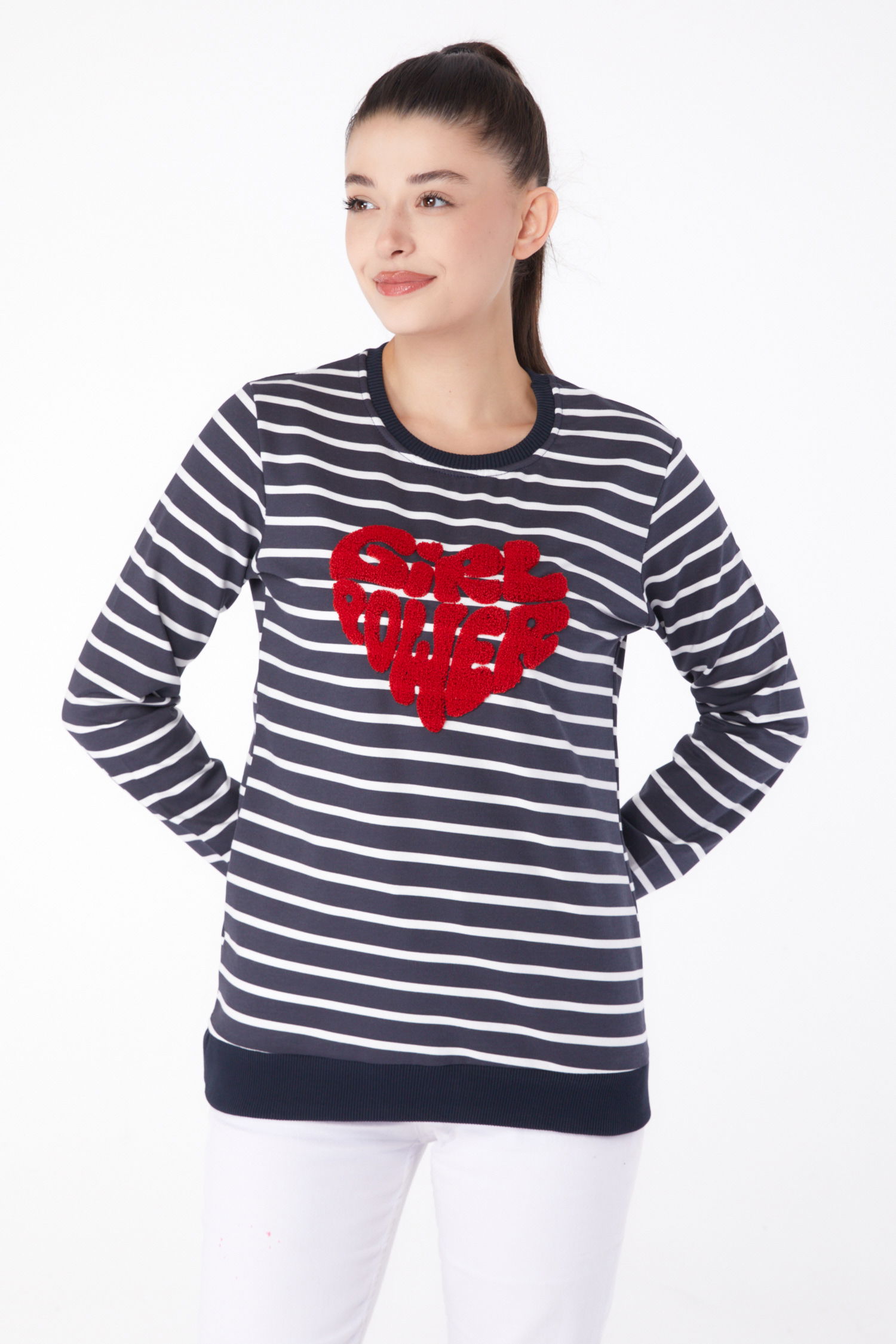 Nakışlı Sweatshirt Antrasit - 26288 - 1