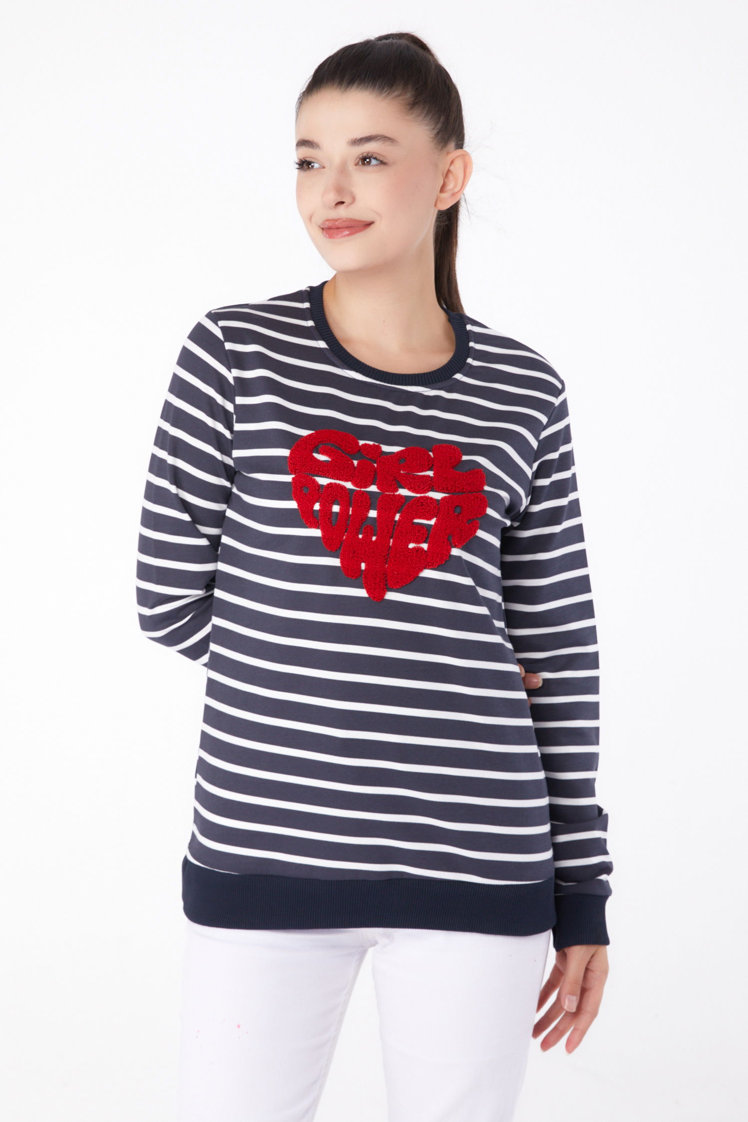 Nakışlı Sweatshirt Antrasit - 26288 - 2