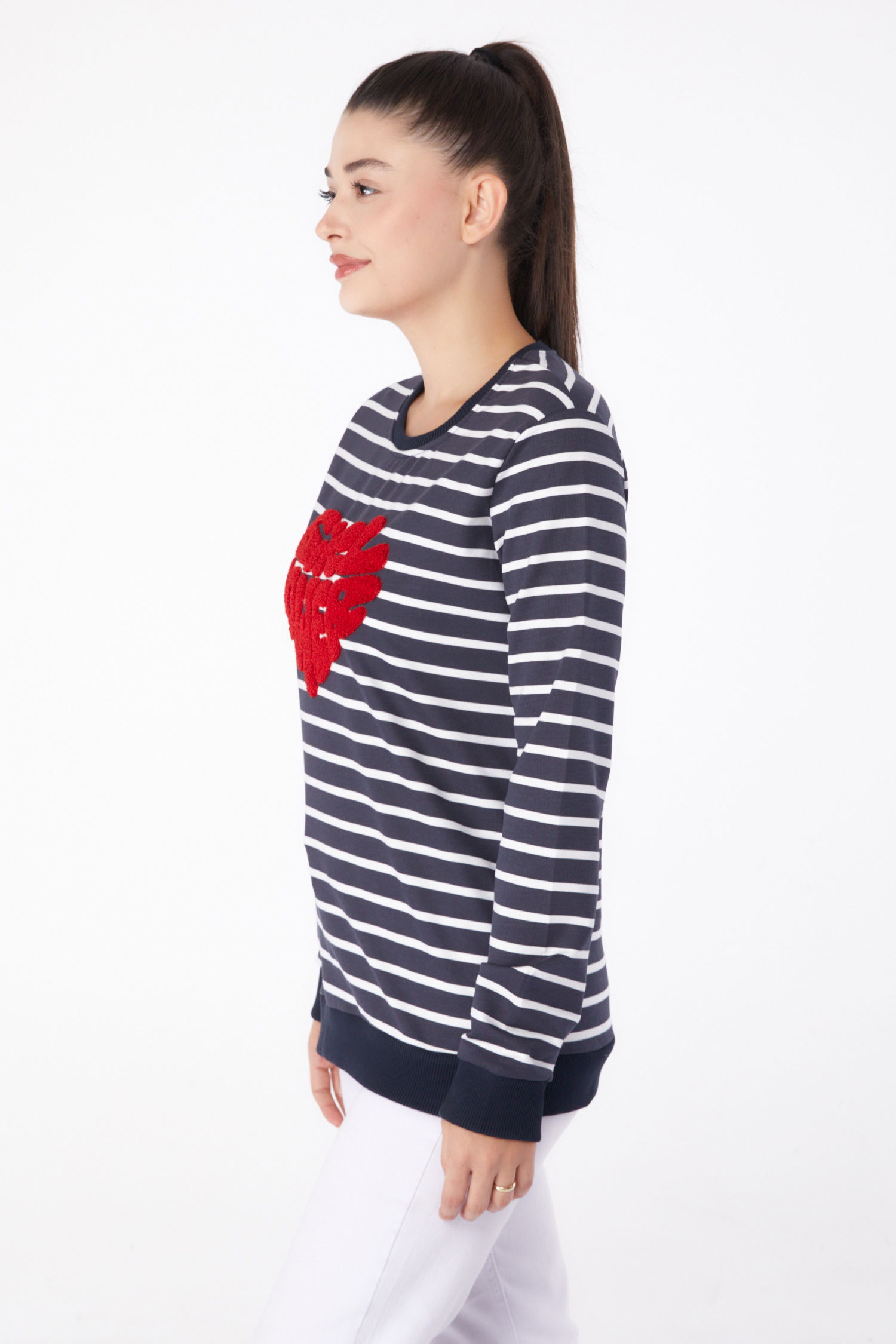 Nakışlı Sweatshirt Antrasit - 26288 - 4