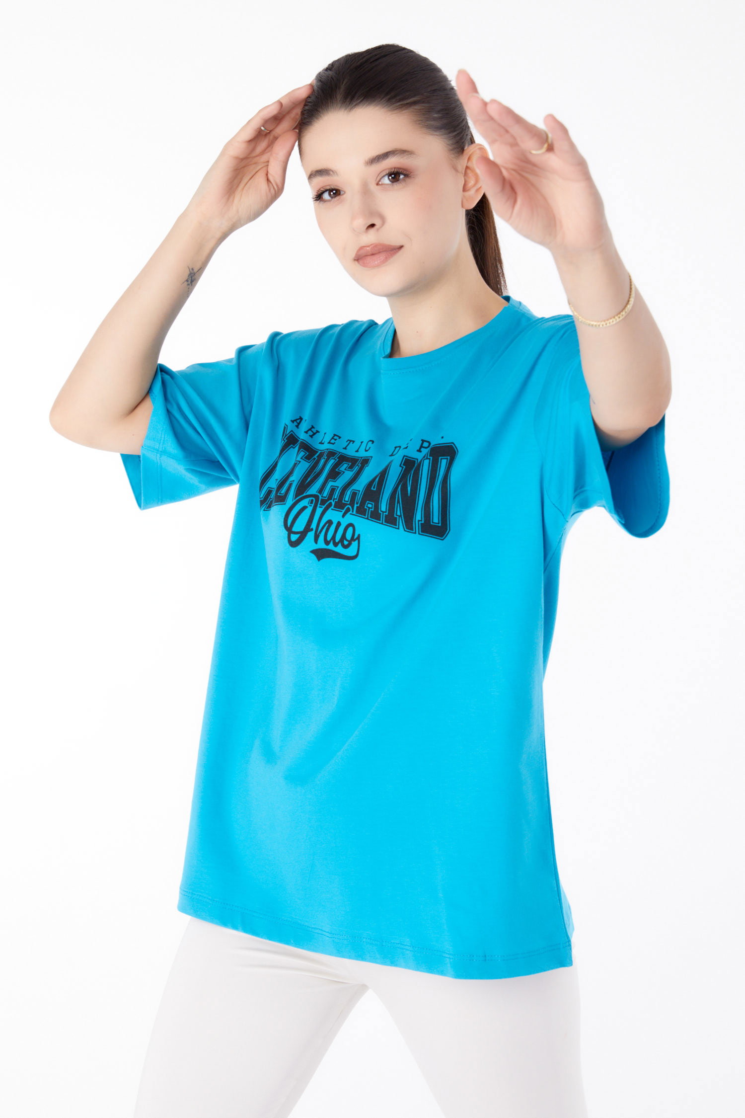 Baskılı Kısa Kollu T-Shirt Bebe Mavi - 25396 - 3