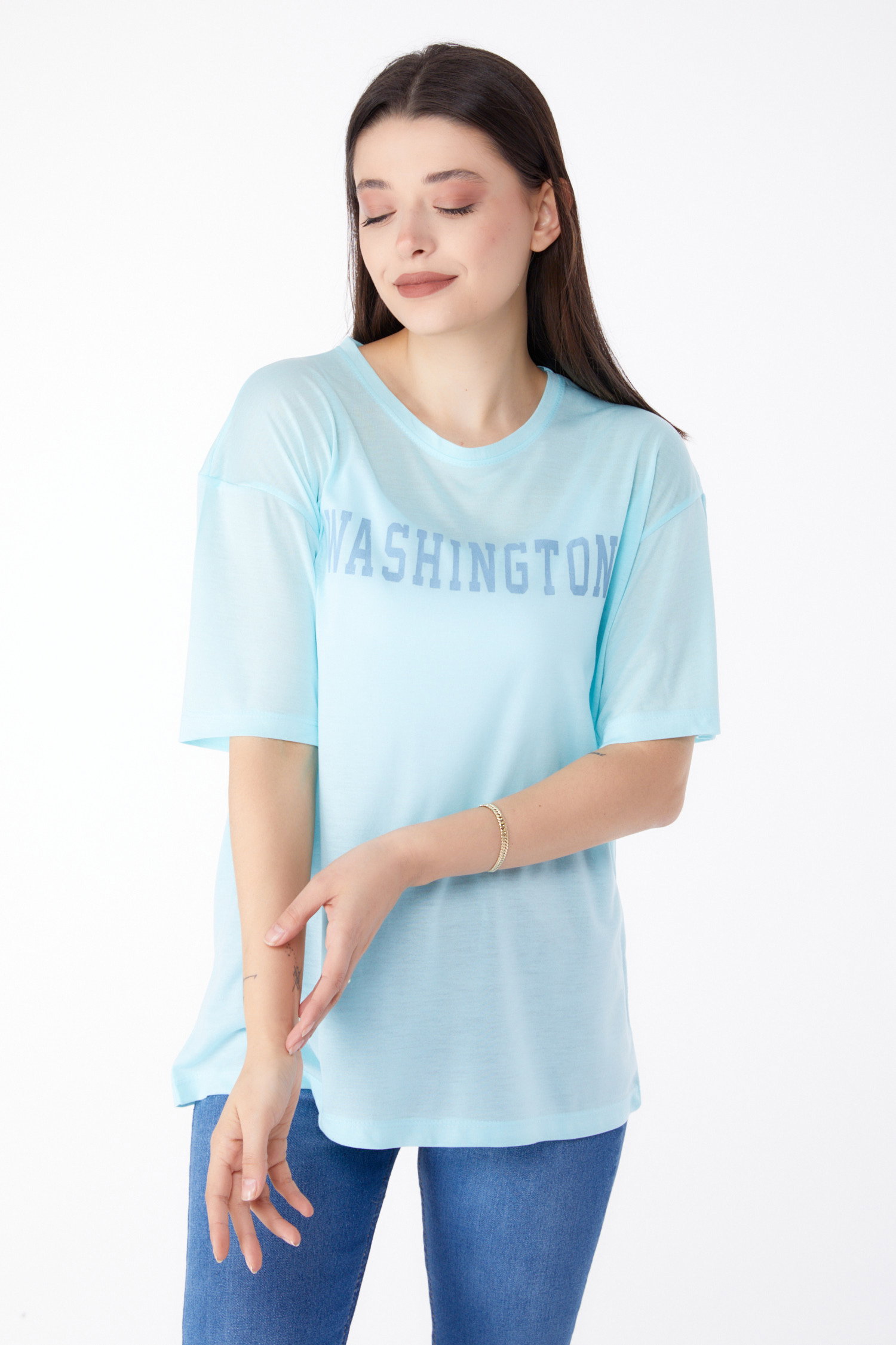 Baskılı T-shirt Bebe Mavi - 25300 - 3