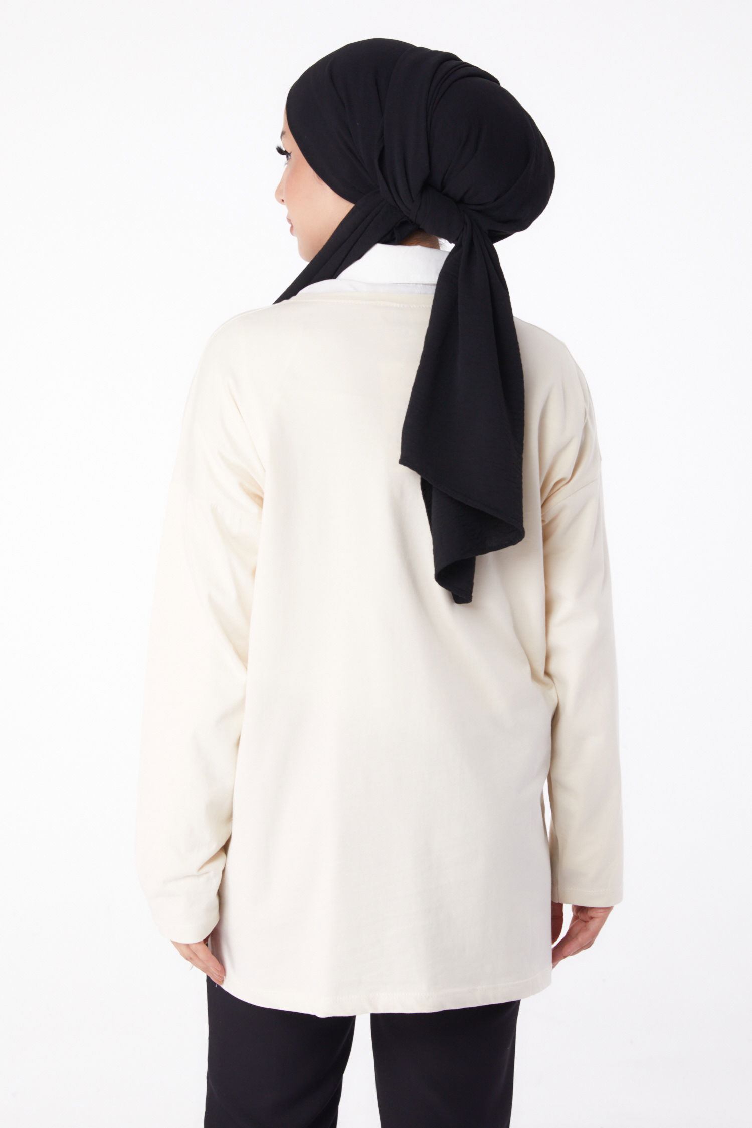 Düz Bisiklet Yaka Kadın Bej Baskılı Sweat - 26236 - 5