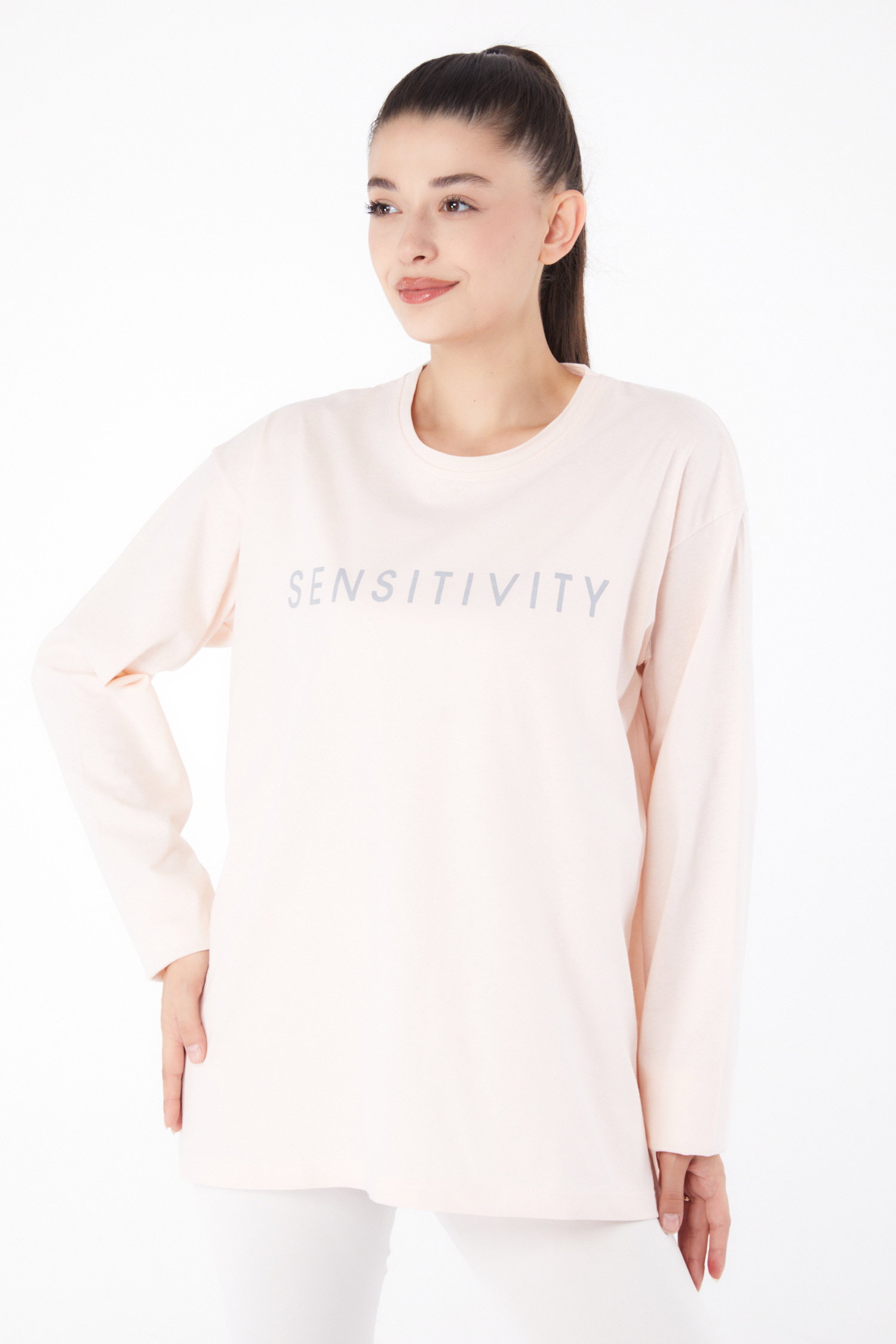 Baskılı Sweat Bej - 26237 - 1
