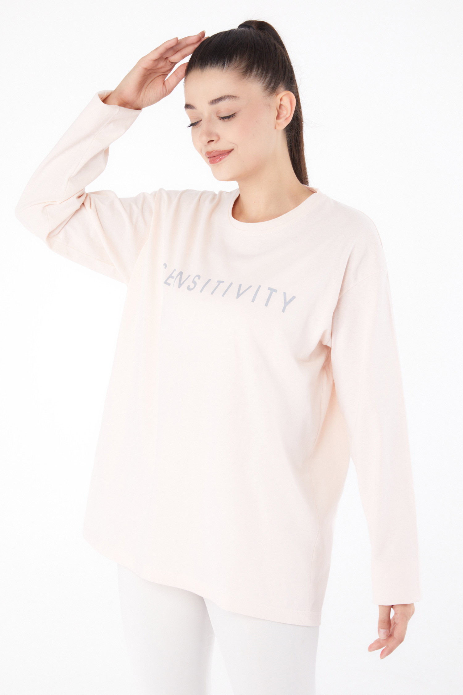 Baskılı Sweat Bej - 26237 - 2