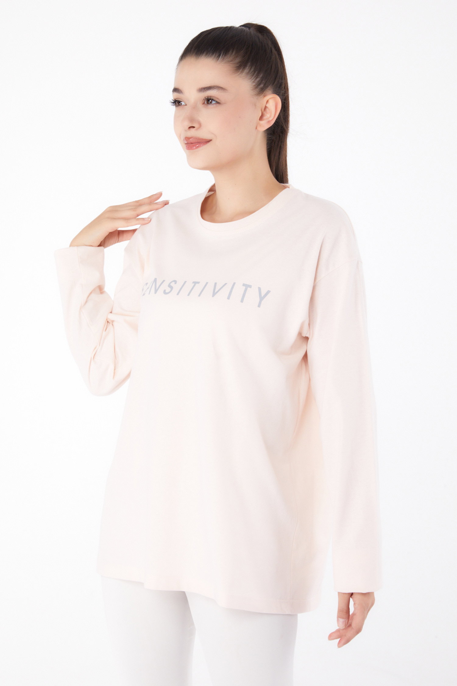 Baskılı Sweat Bej - 26237 - 3