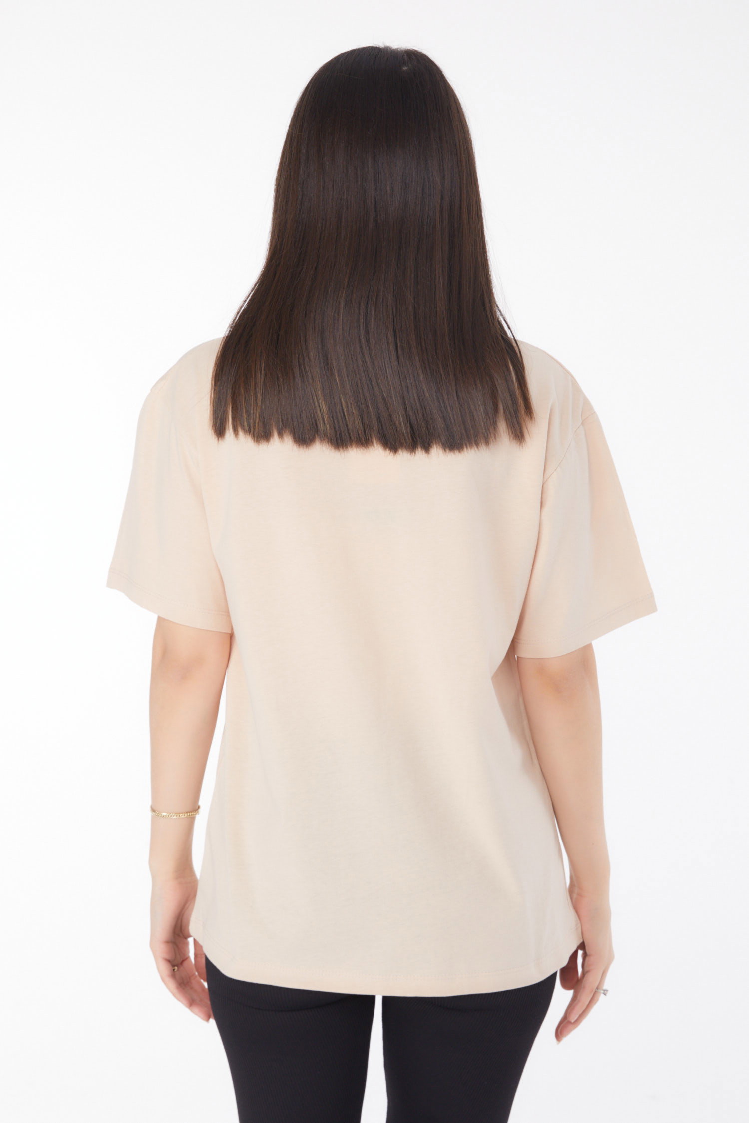 Baskılı T-shirt Bej - 25693 - 5